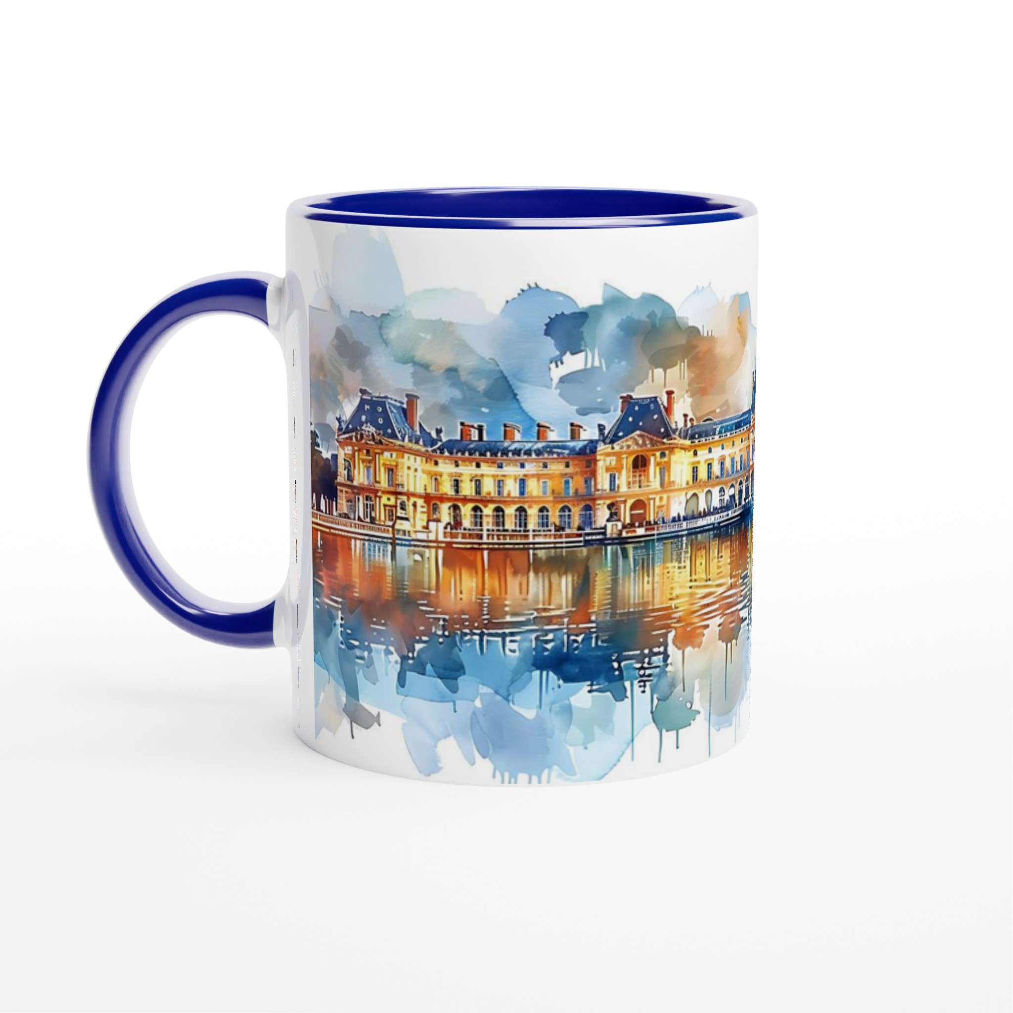 Parisisk Charm Keramisk Mugg – Konstnärlig Akvarell Louvre-silhuett, Välj bland 7 Livfulla Färger 4 fe616991-4ea5-493e-a681-2aa7dbf55fe2