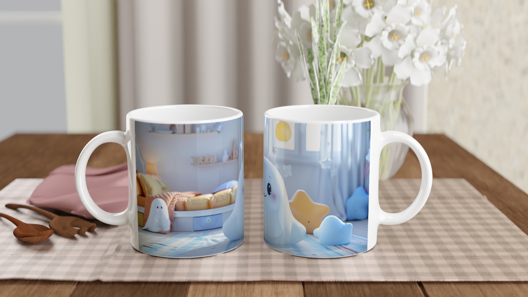 Söt Liten Spök-Mugg: 11oz Keramikmugg i ditt val av färgglada nyanser – Perfekt för att sprida glädje! 11 fe634c39-3fa0-44c0-89ec-fe66bdb4bb9f