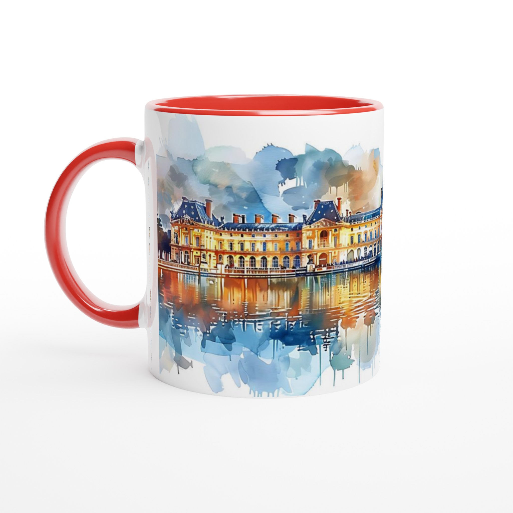Parisisk Charm Keramisk Mugg – Konstnärlig Akvarell Louvre-silhuett, Välj bland 7 Livfulla Färger 2 feb0516c-5fc4-474c-9cef-2fb2408b533c