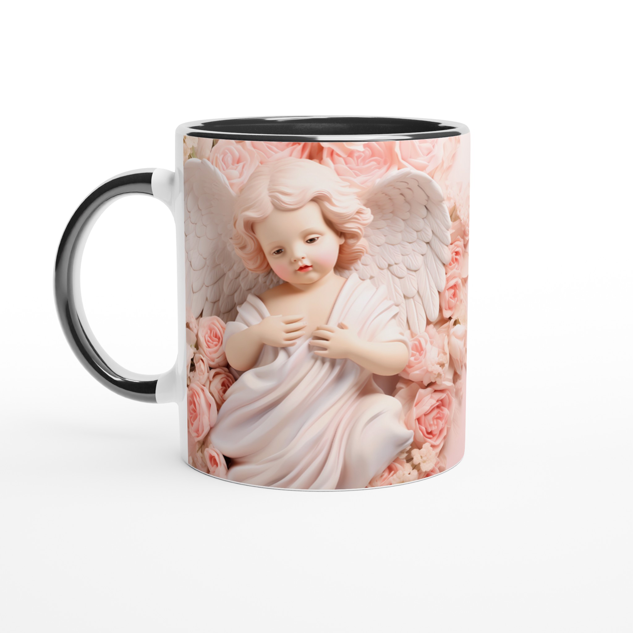 Änglalik Charm Keramikmugg - Romantiska Rosor och Kerubmotiv i Valfri Färg 7 fed1762e-c610-4ada-88fb-86ab4ccec62a