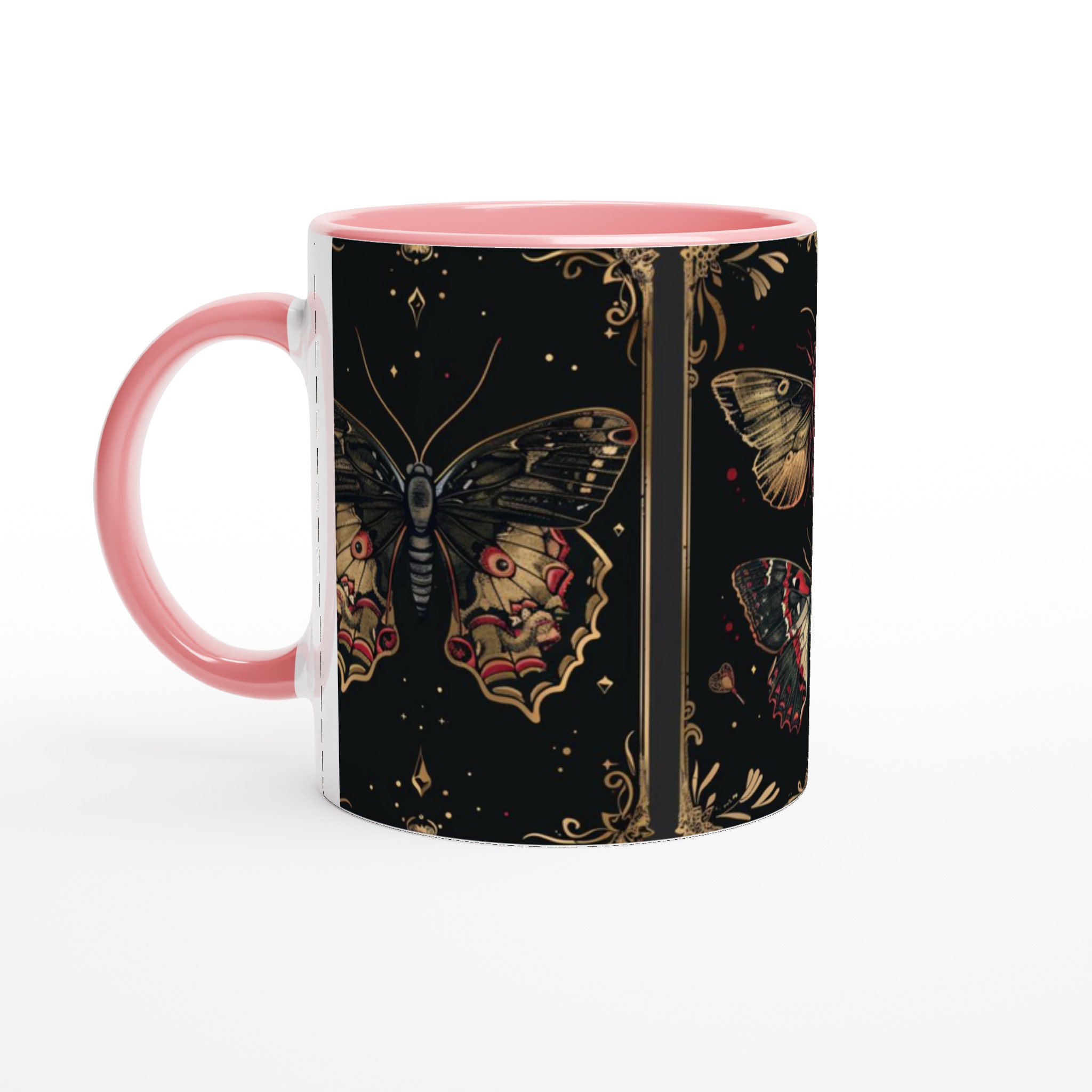 Mystiska Nattfjärilar Keramikmugg – Elegant Guld & Röd Design för Kaffe- och Teälskare, Välj Färg! 6 fee96e0a-ef67-4f66-8177-ef74e41da8f2