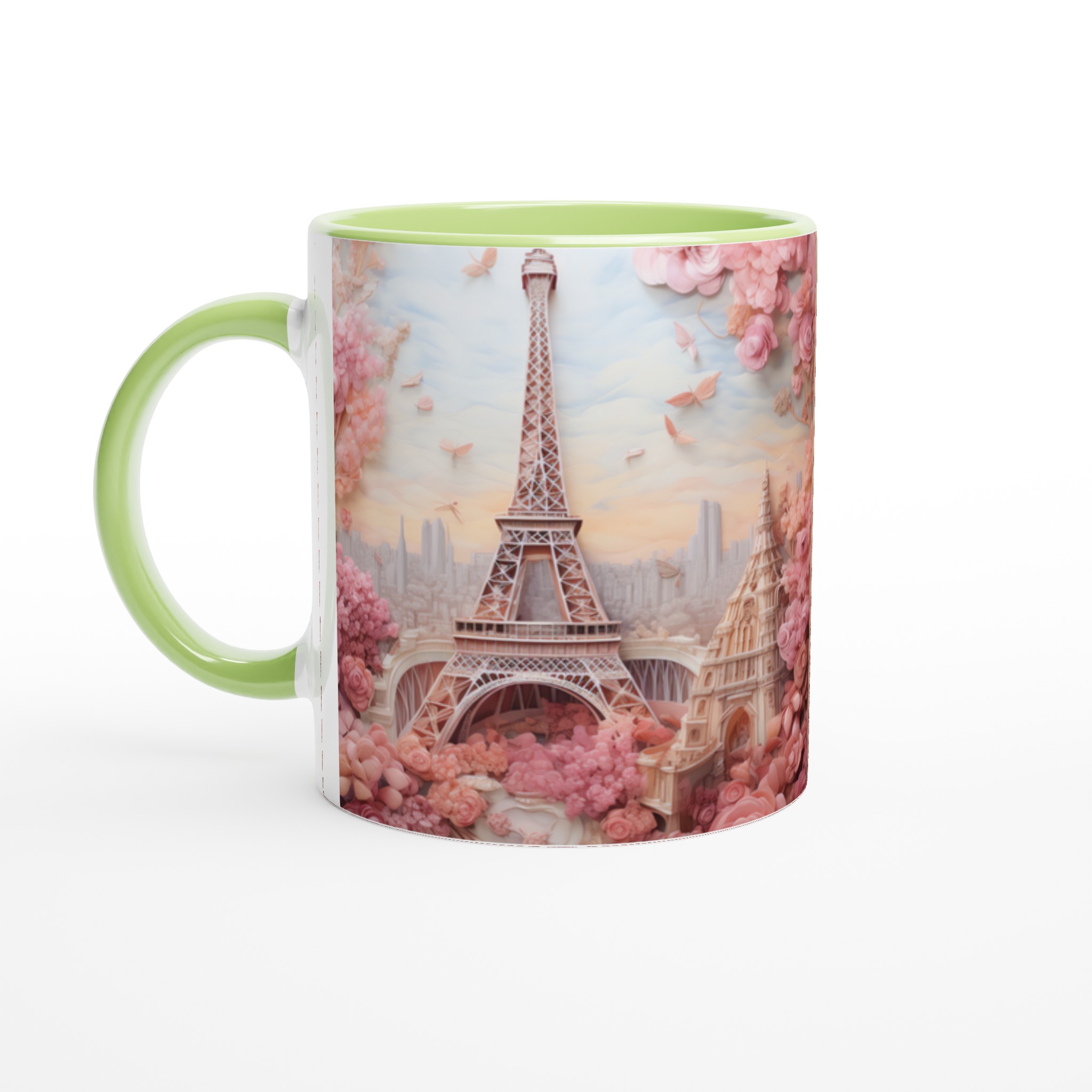 Romantisk Paris-mugg – Eiffeltornet i rosa blomsterdröm – 11 oz keramikmugg i 7 färger 3 fef2ab31-39f2-44ea-8620-c5b9a3a97ffe