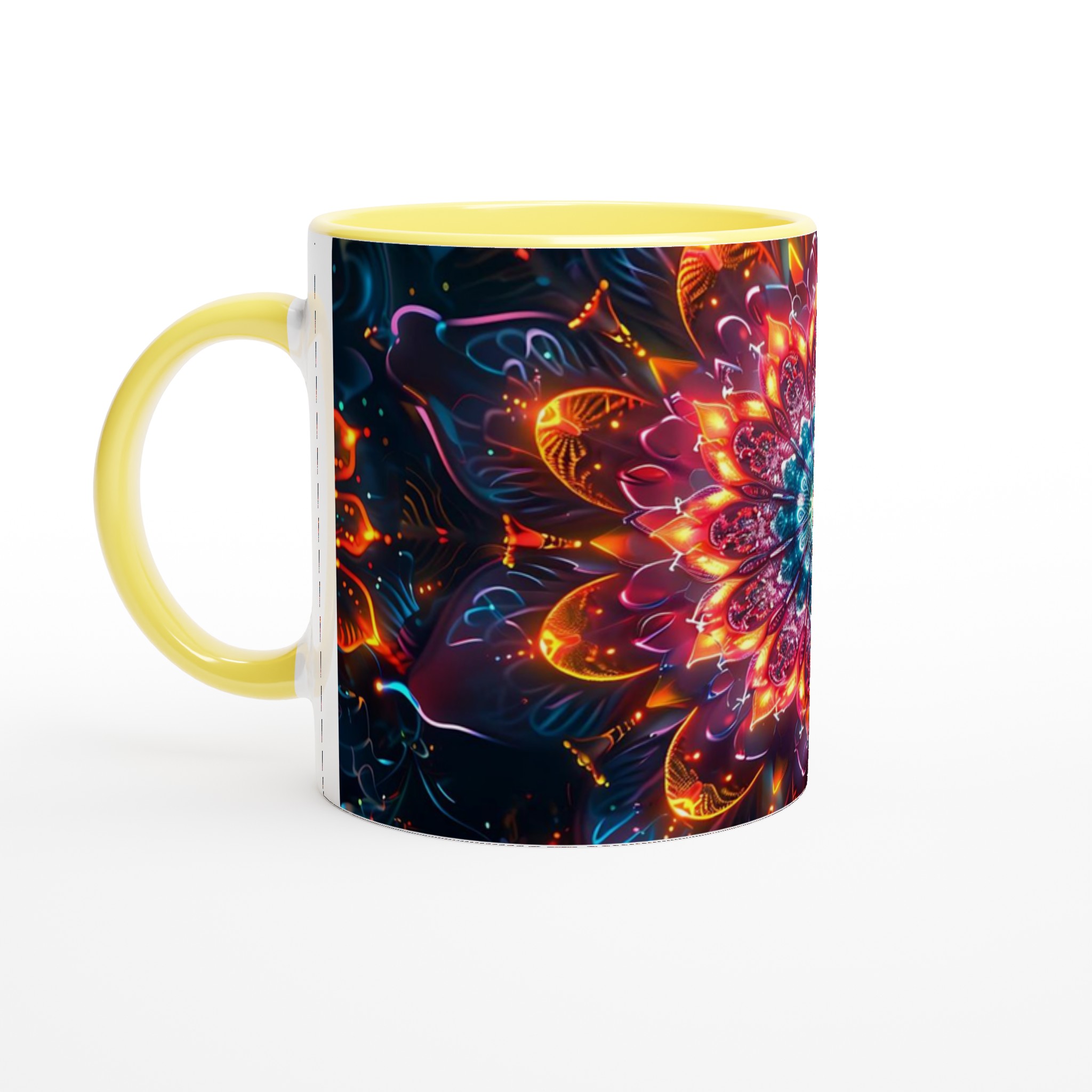 Kosmisk Mandala Mugg – 11oz Keramikmugg i Levande Neonfärg, Perfekt för Den Som Älskar Unik Konst 3 000b6949-f86f-4517-8773-ebe4ad7e158d