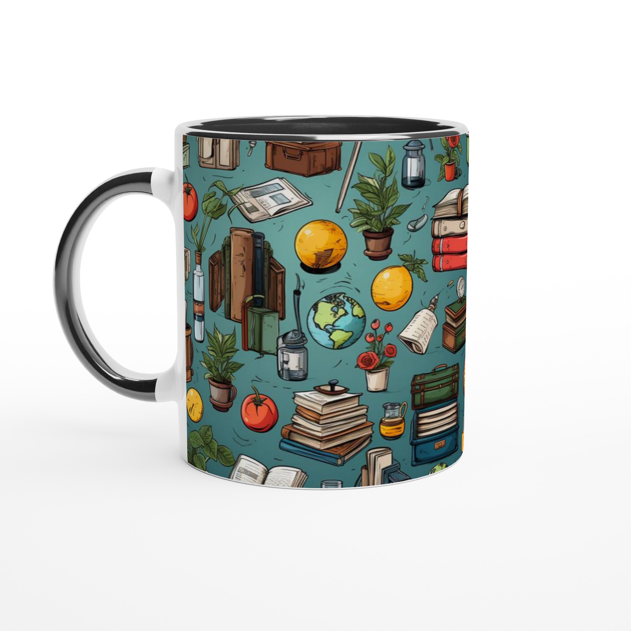Vit 11oz keramisk mugg med vintage skolmotiv – välj mellan sju levande färger 4 002a3630-918d-4d92-bfe1-dcae452d8429