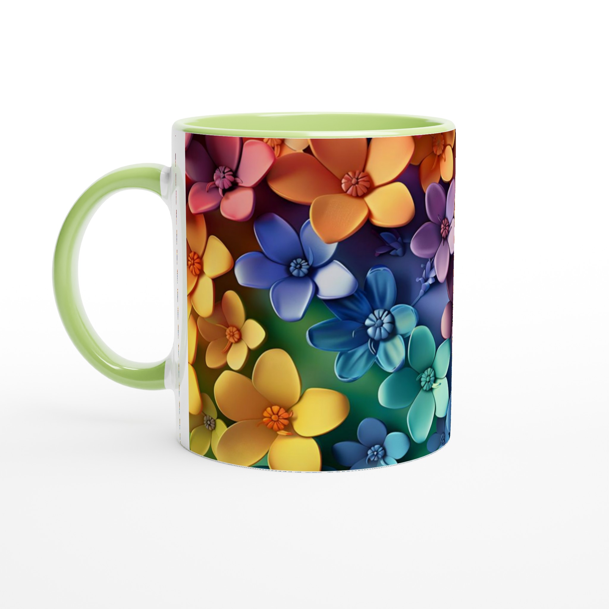 Färgsprakande Blomstermugg – 11oz Keramikmugg i Ditt Val av Färg 7 002def62-57b1-4afc-b7e0-78f0559346ca