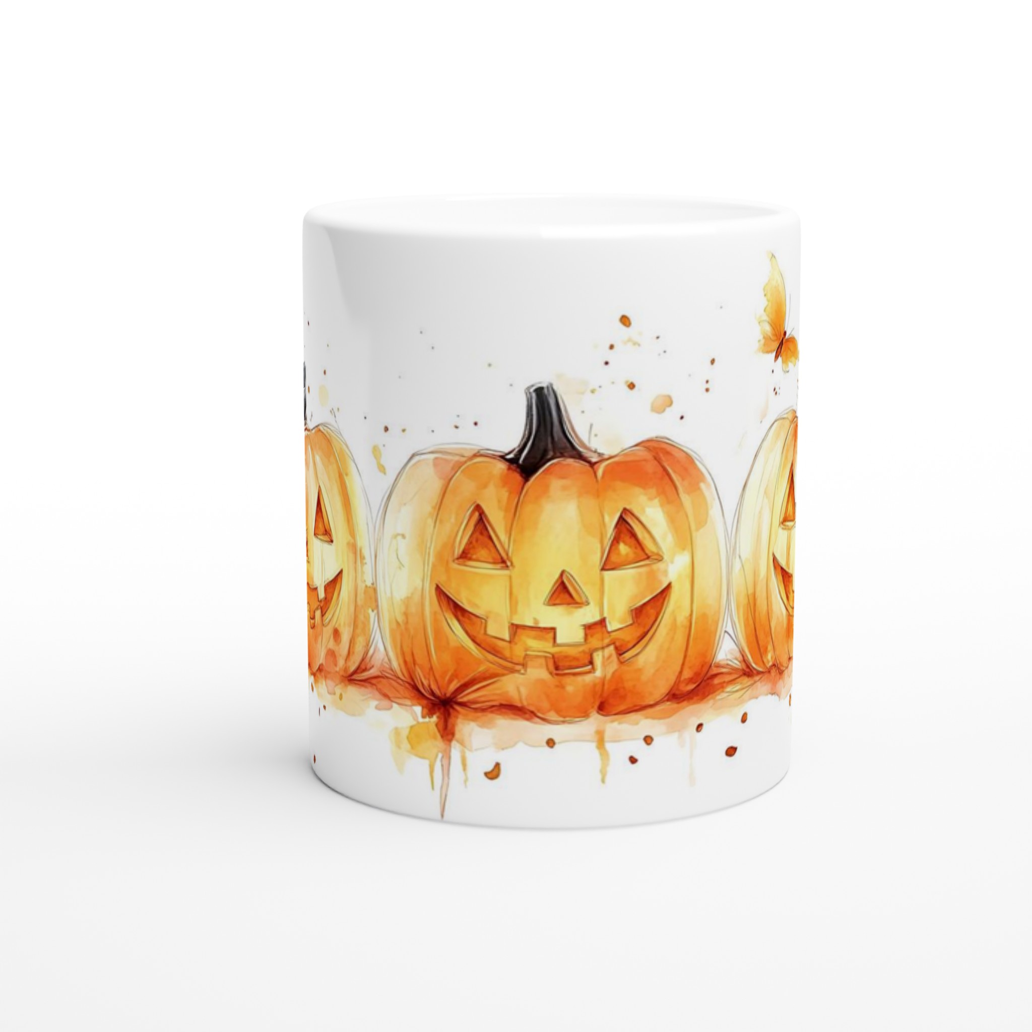 Bus eller Godis! 11oz Keramisk Mugg med Glad Pumpa Akvarell – Välj din färg! 8 004fe4cc-b86a-49d3-a5f8-6b02388d412e