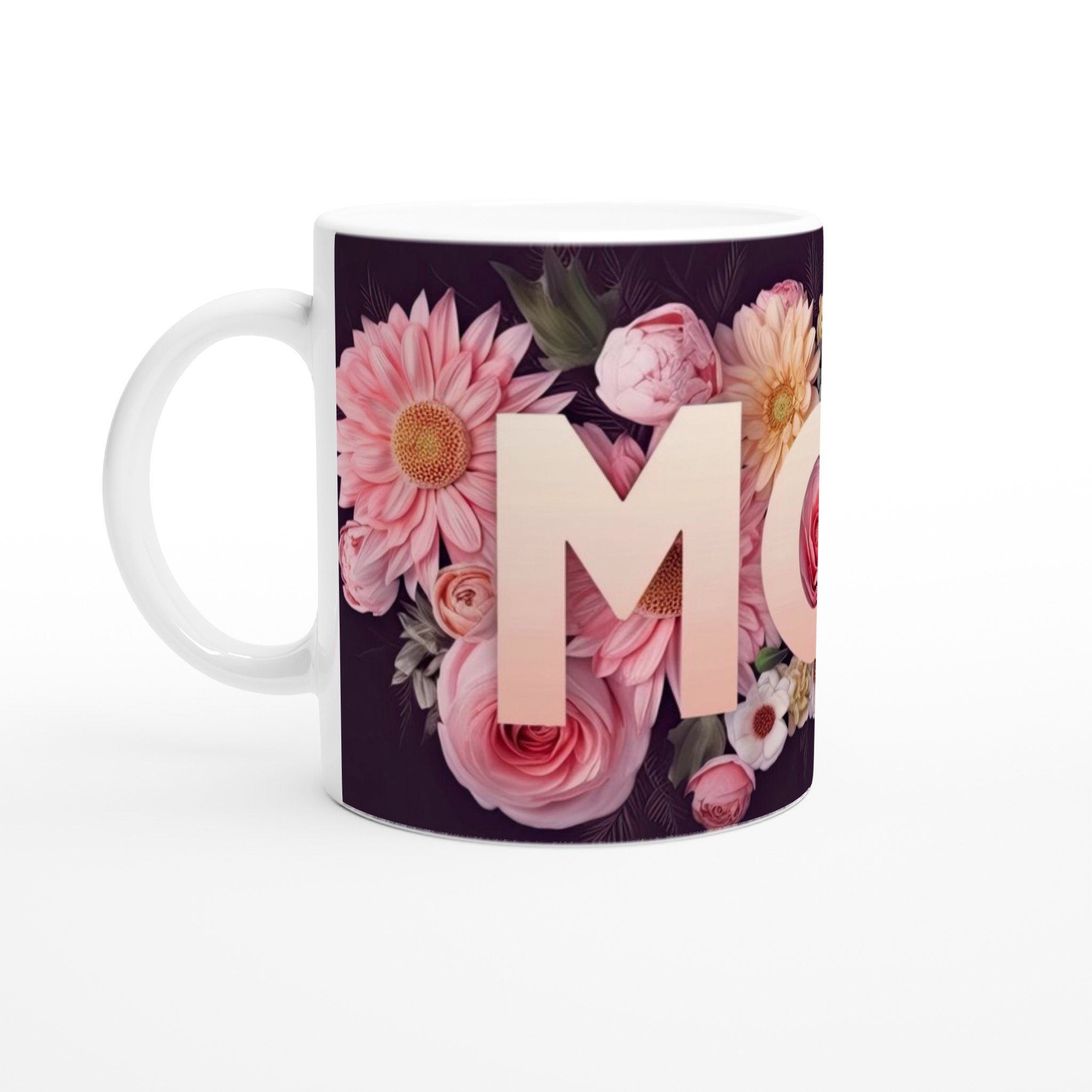 Vit 11oz keramisk mugg med blomstrande MOM-design – välj bland sju färgstarka keramiska nyanser 1 005ca1b9-1969-4c1b-94c6-af7c85b75274
