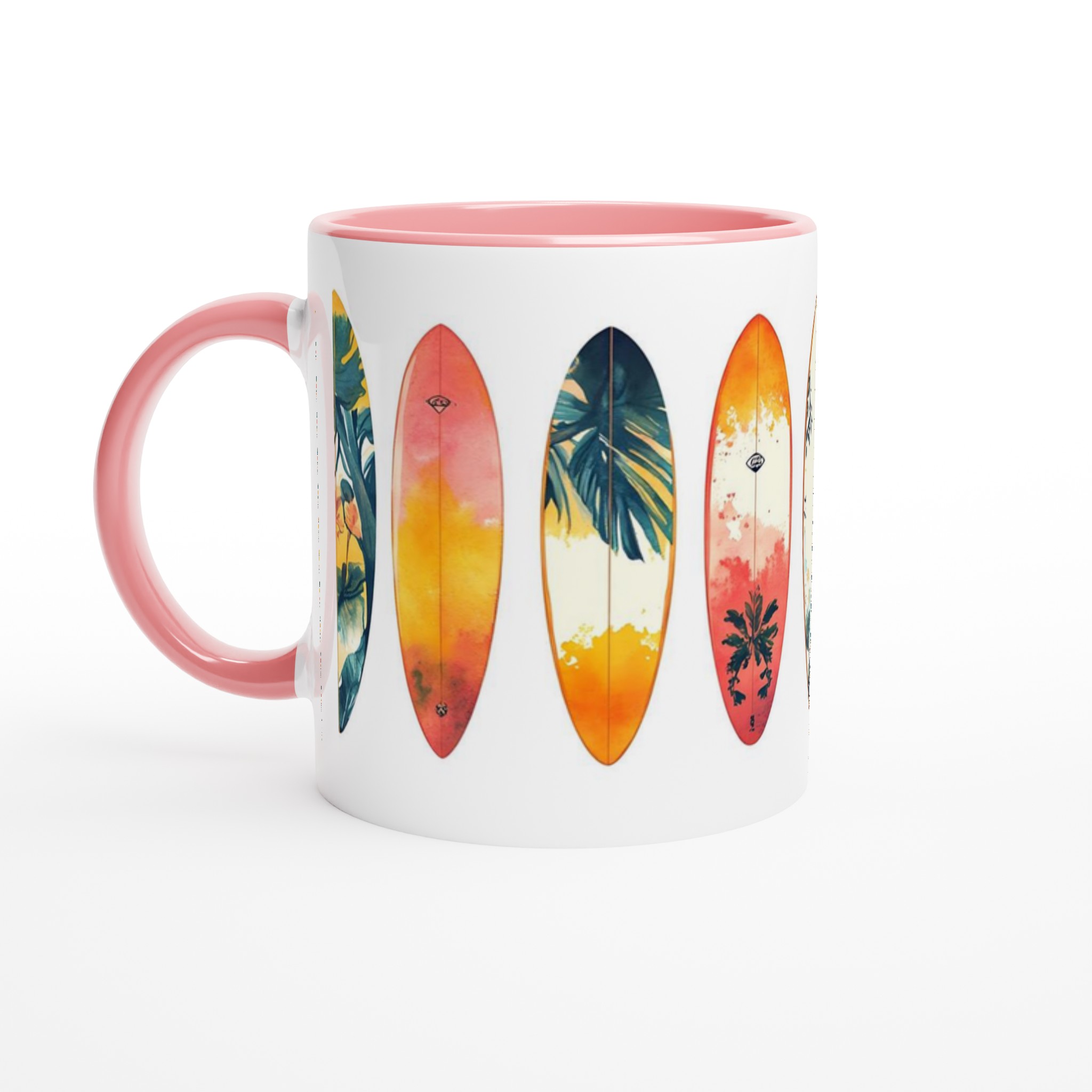 Summer Vibes Surfboard Mugg – 11oz Keramisk Mugg med Tropiska Akvarellmotiv i Sju Levande Färger 6 006bc53e-ea75-446d-8e59-6e01a67d6e96