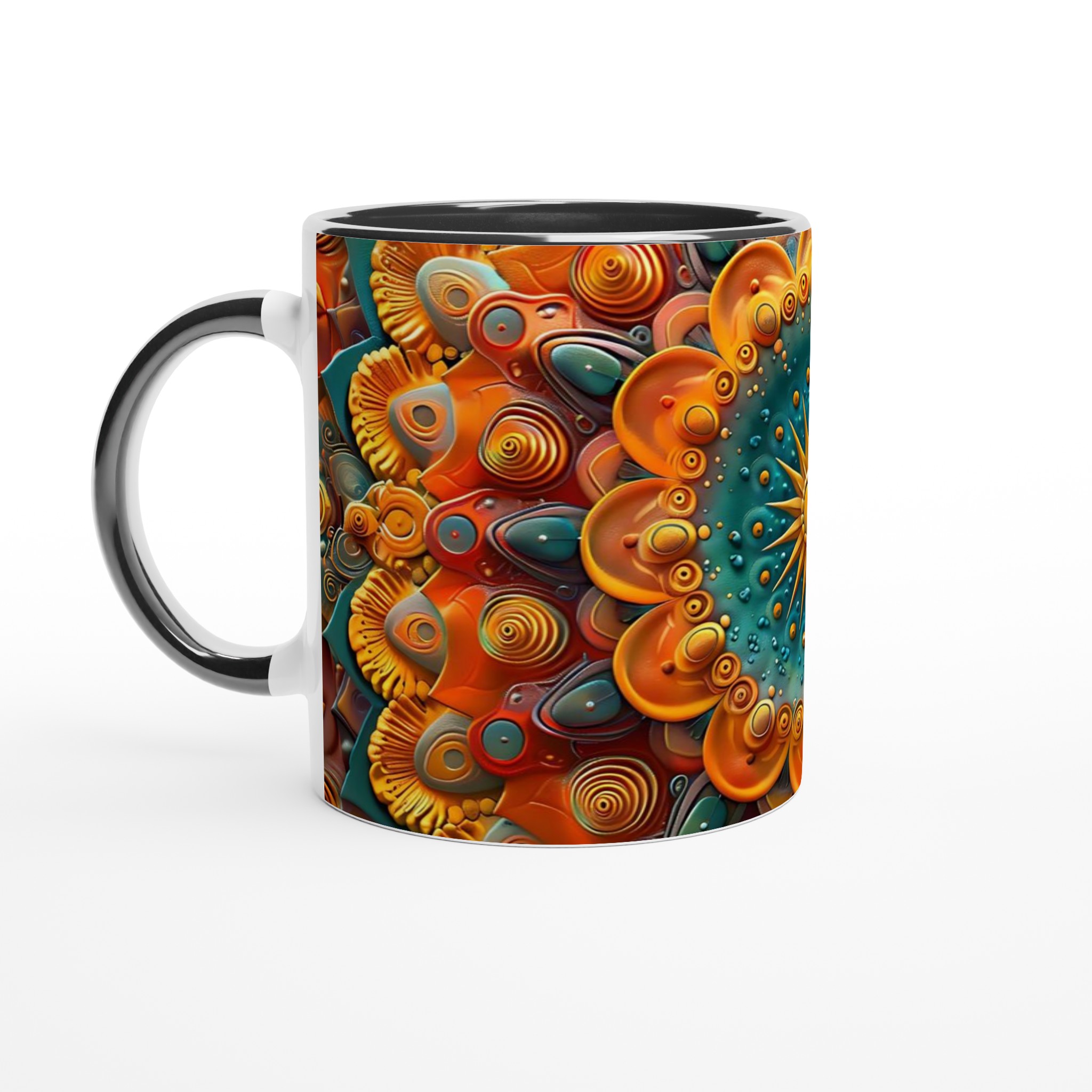 Abstrakt Mandala Keramikmugg - Livfulla Turkosa och Orangea Mönster 4 006edc78-6a52-459c-ad8a-dcd5719aa646