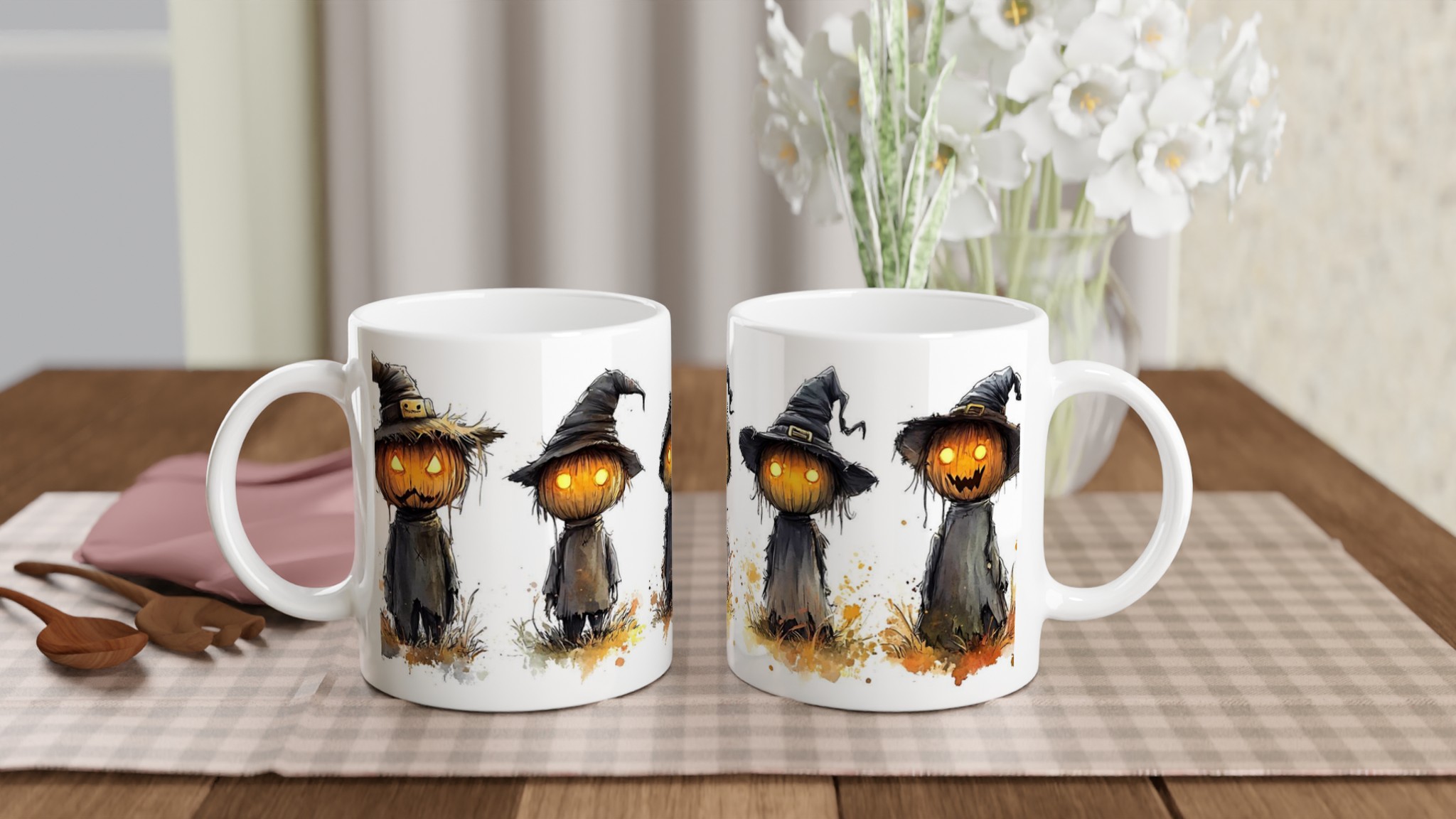 Mystiska Spökhistorier Mugg - Skräckinjagande Pumpor i Vattenfärg, 11oz Keramikmugg 10 0073a490-bdc6-4591-beb8-c76503dc604e