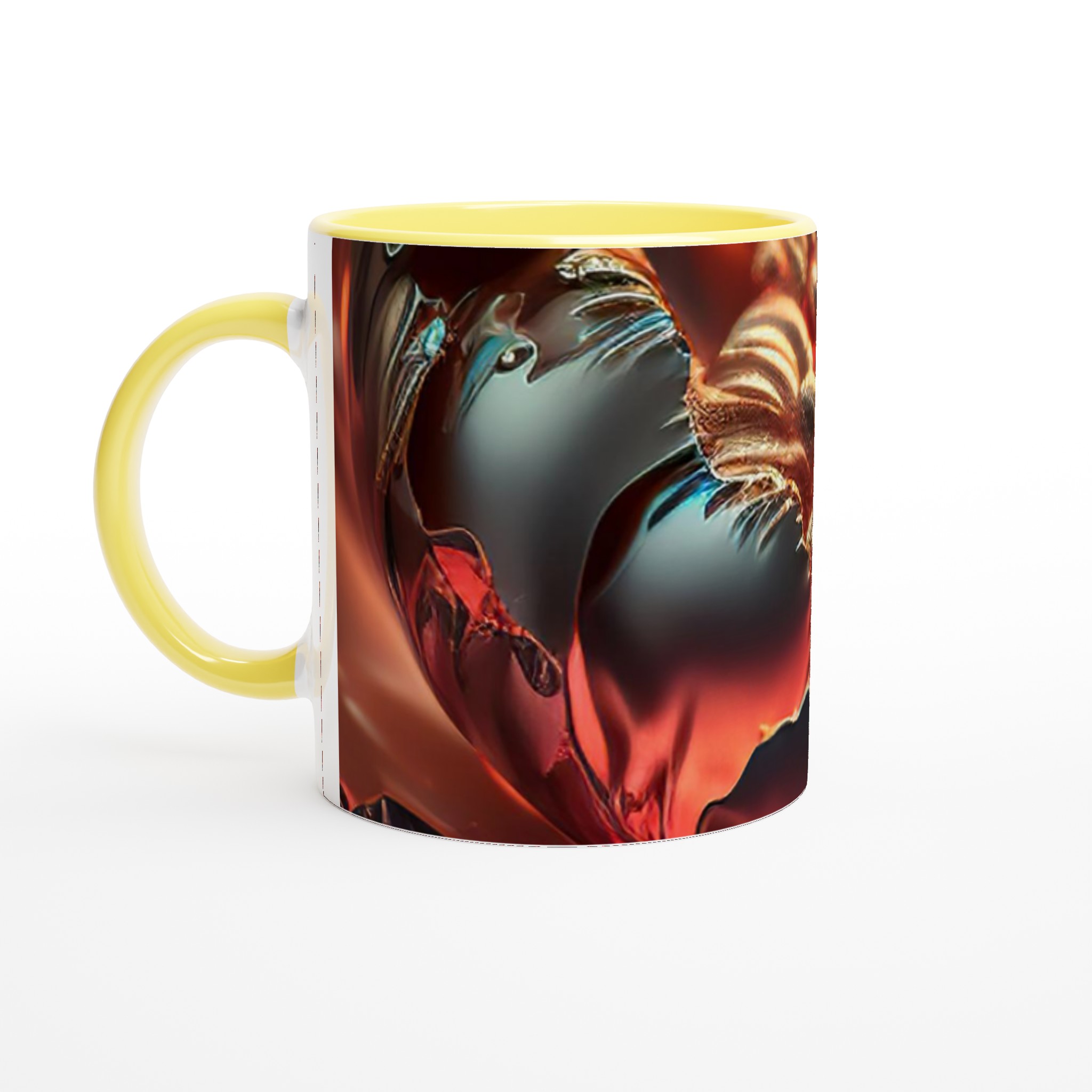 Vit 11oz keramisk mugg med eldigt glödande abstrakt design i flera färgval 3 008ea860-8691-48fc-856d-3f80d73414fc