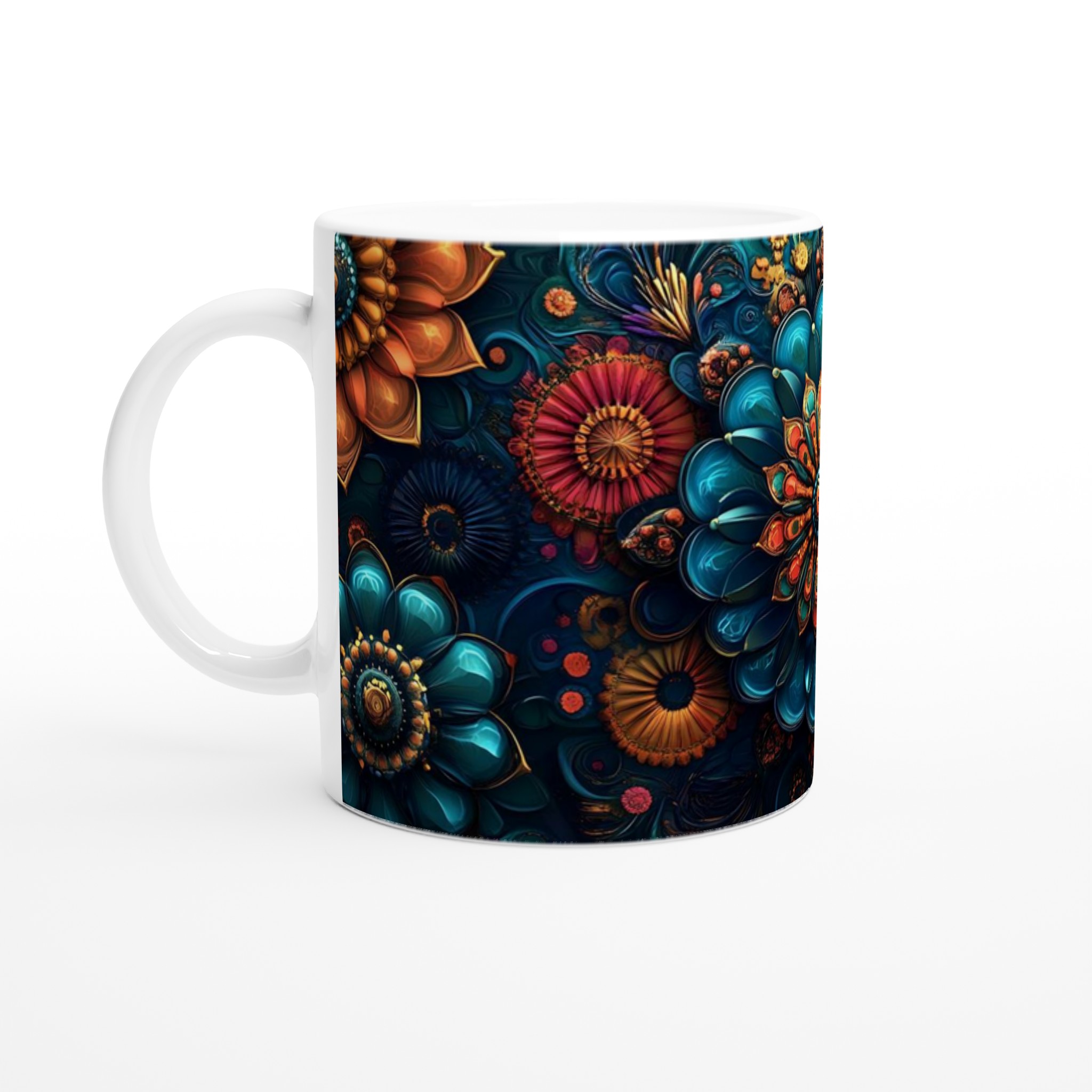 Mångfärgad Floral Mandala 11oz Keramikmugg - Lyxig Blomsterdesign för Kaffe & Te i Flera Färger 1 00aa53d0-664e-4faa-acd7-cd6bc880ac60