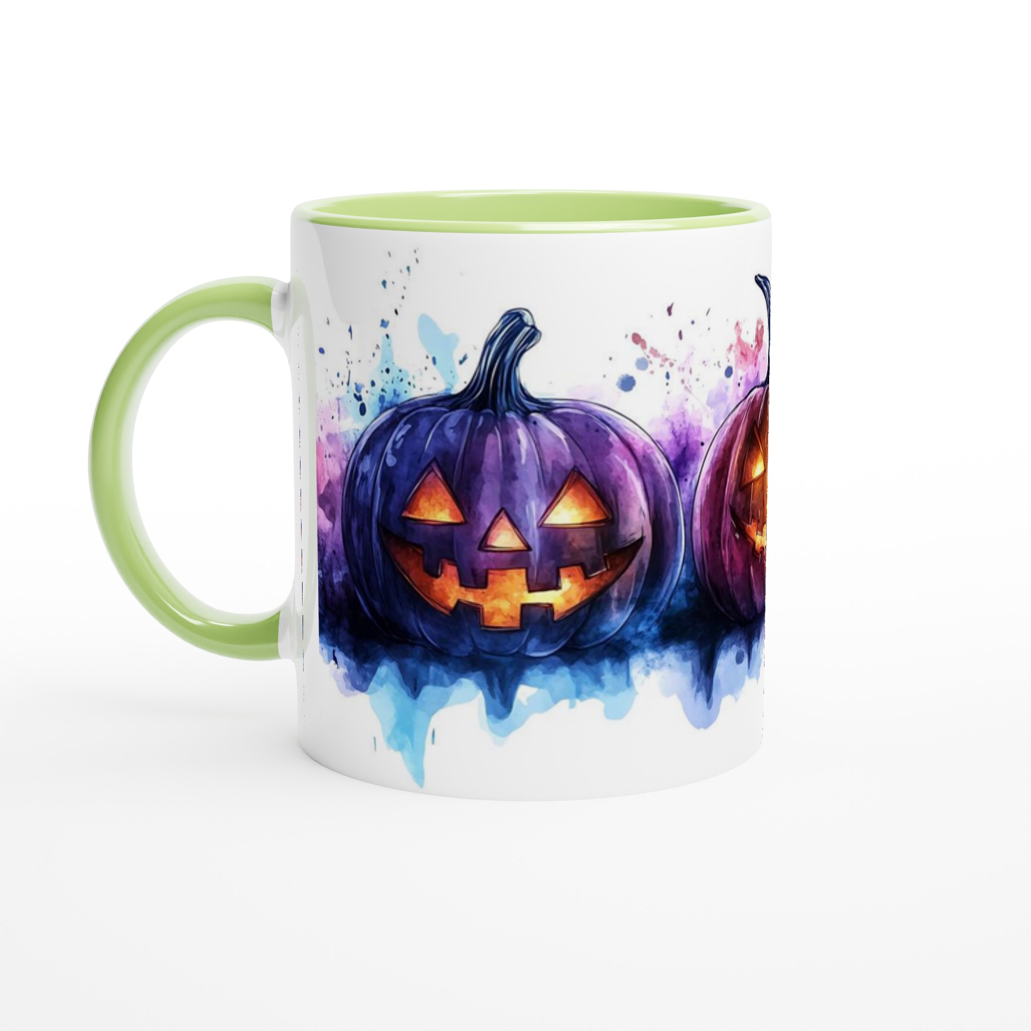 Färgglada Halloween Pumpamugg - Akvarell Jack-o'-Lantern Keramikmugg i ditt val av 7 nyanser 7 00b309b1-a4c8-4f33-b213-448bfe87b393