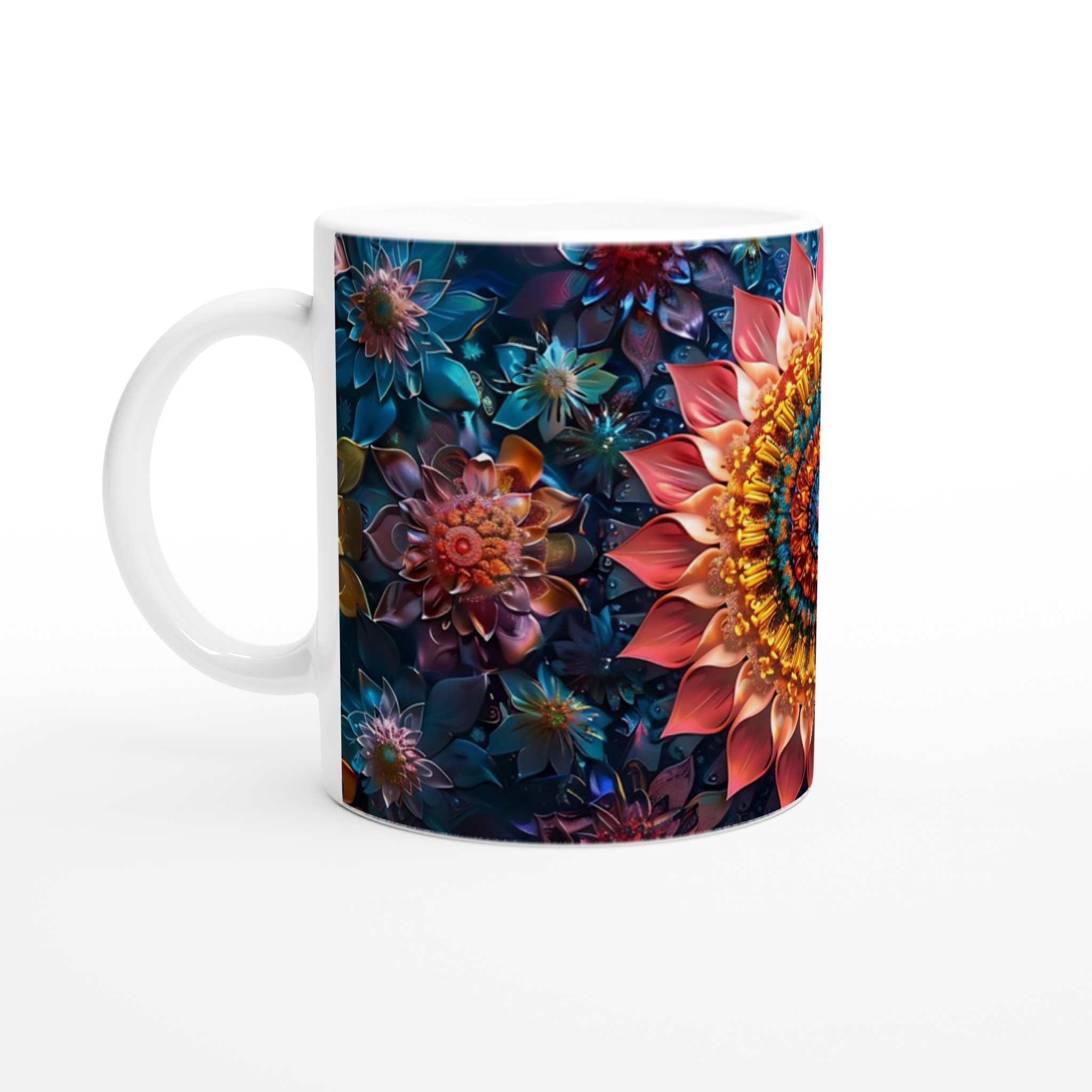 Kosmisk Blomsterglädje Keramikmugg - 11oz Mandala-Inspirerad Kaffekopp i Valfri Färg 1 00b7fff5-cdb0-44e4-9900-2b463d63253d