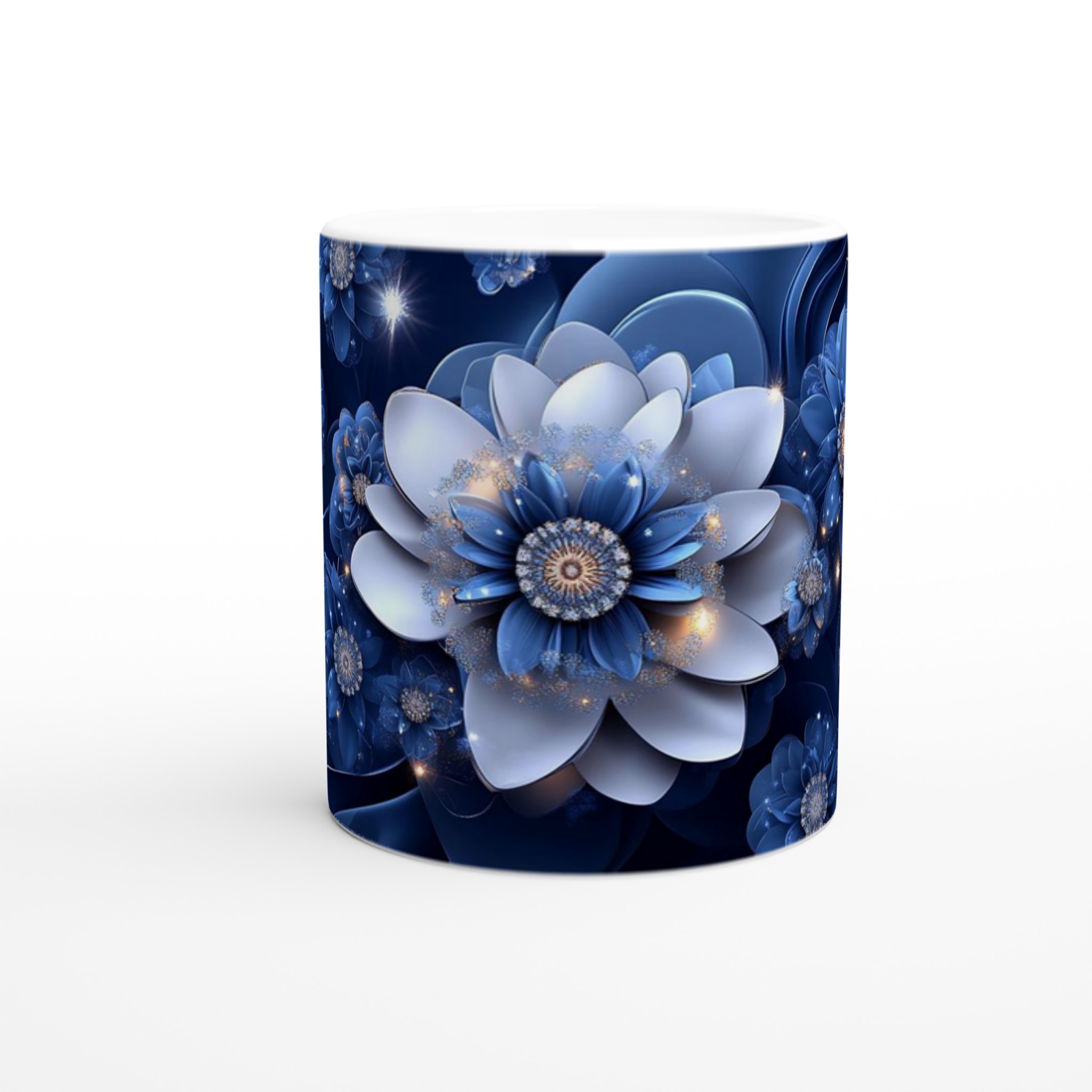 Glittrande Midnattsblå Blomma Keramisk Mugg – 11oz, Välj Din Färg! 8 00b956b7-bb3a-46be-8064-0868bb69b13f