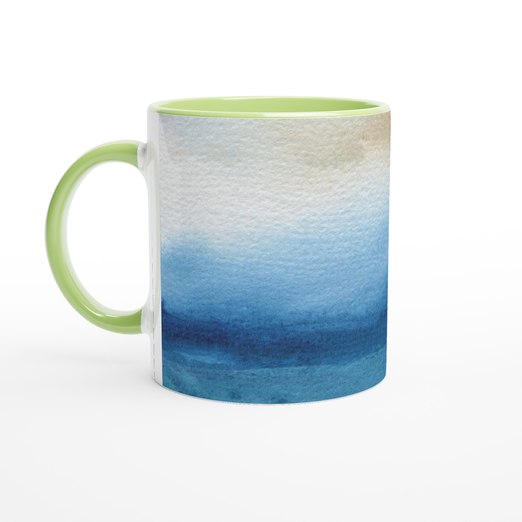 Elegant Vit 11oz Keramisk Mugg med Havsblå Akvarellkänsla 7 00e6a671-1881-44dc-ae9c-ff7586061608