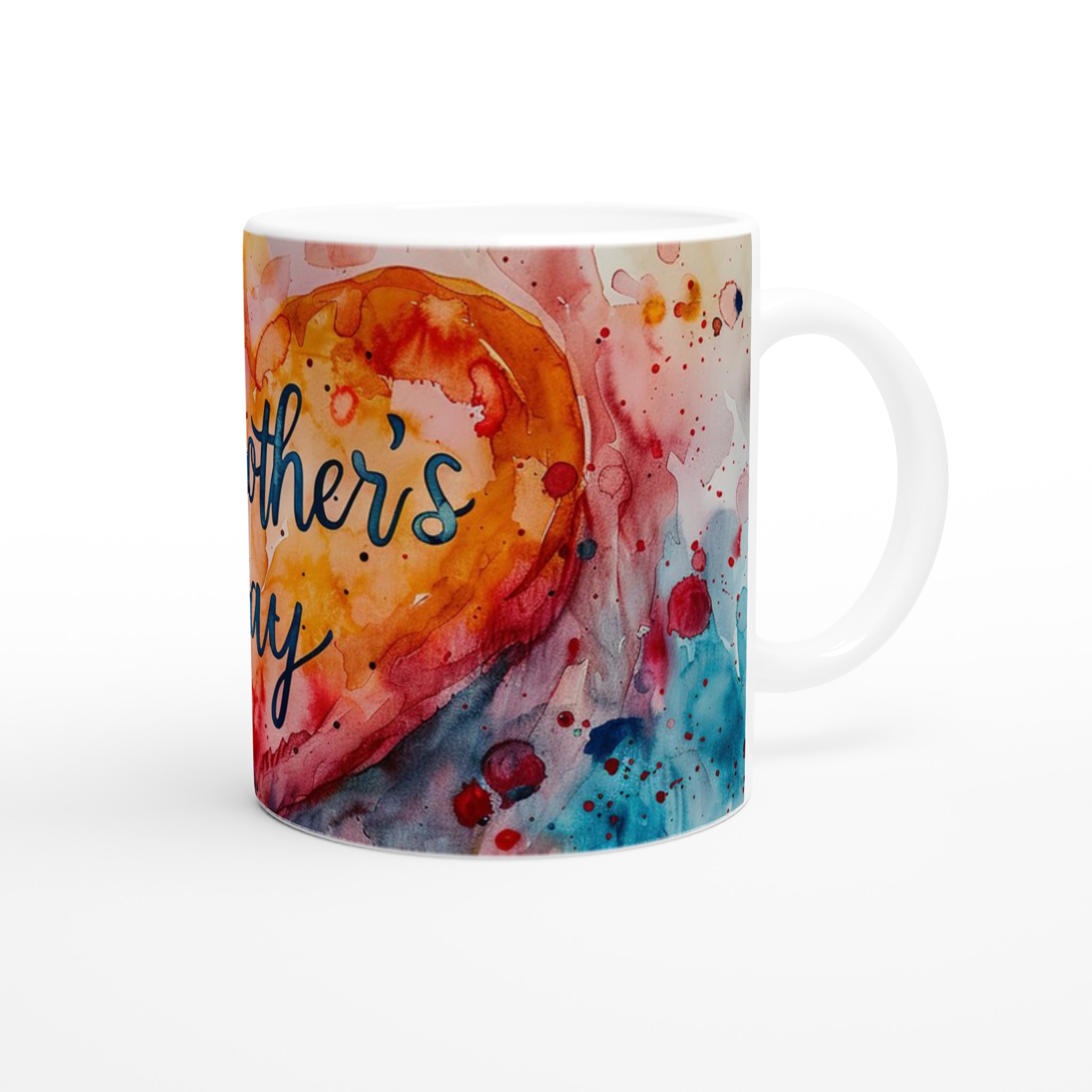 Mother's Day 11oz Ceramic Mug – Bright Watercolor Heart Design in Your Choice of Seven Colors 9 00eb1d6d-dfce-49e9-aaab-cd5294c982fa