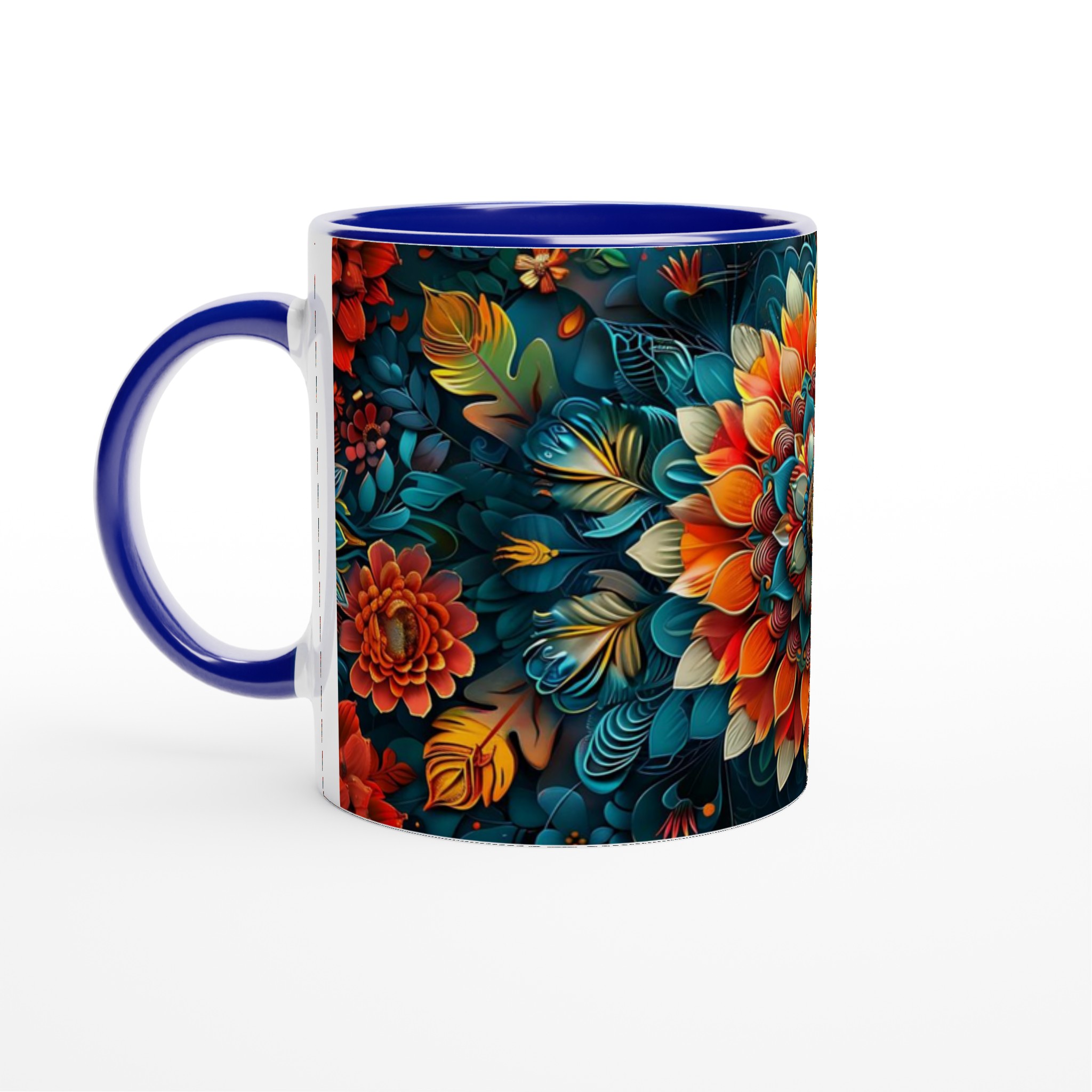 Tropisk Färgexplosion – 11oz Keramikmugg med Levande Blomdesign i ditt Val av Färg 2 00f1f1cd-4f1e-4dcc-a269-847de9e4b15f