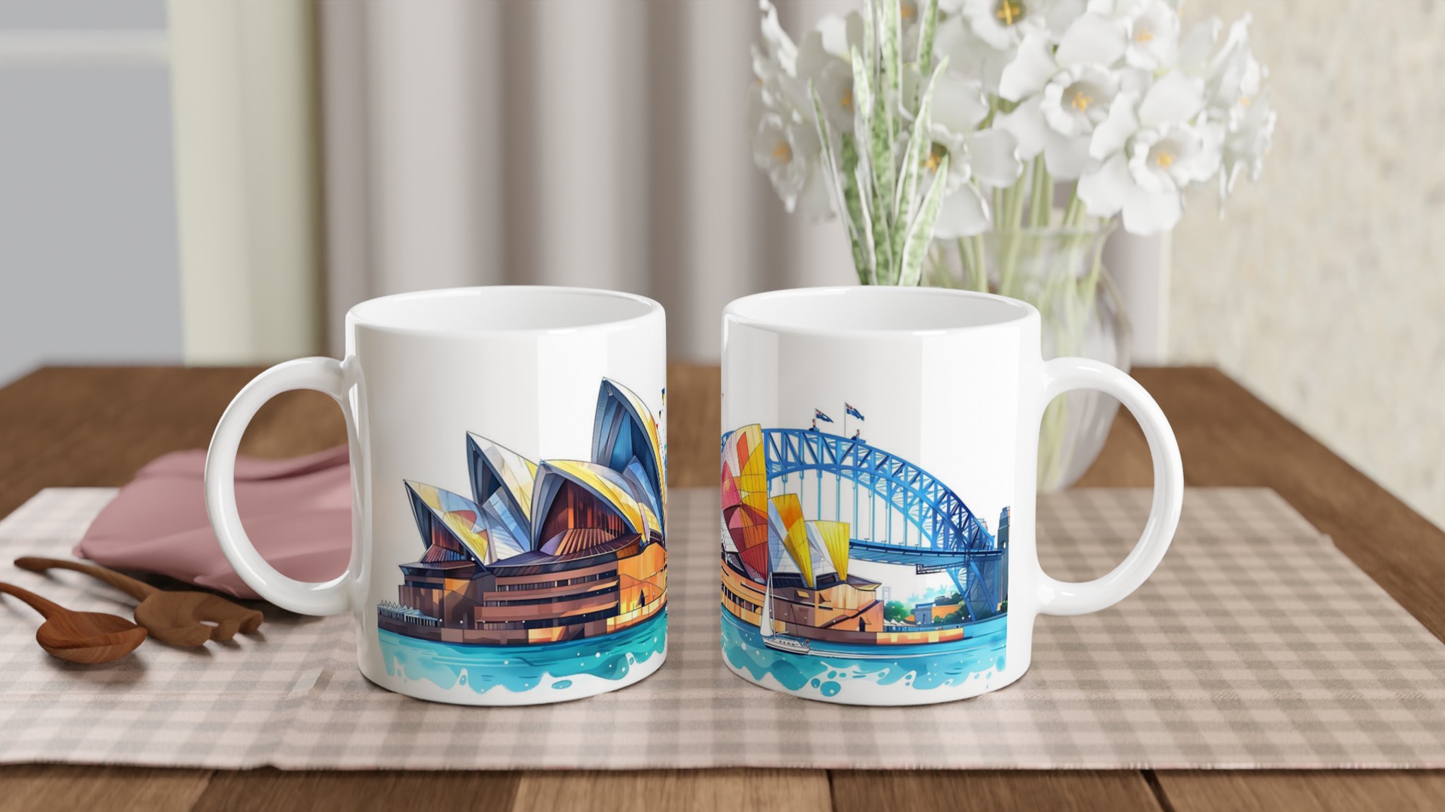 Sydney Opera House & Harbour Bridge Keramikmugg - Livfull Akvarellkonst i Valfri Färg 10 01235565-6a93-4608-9979-611e0c7d4195