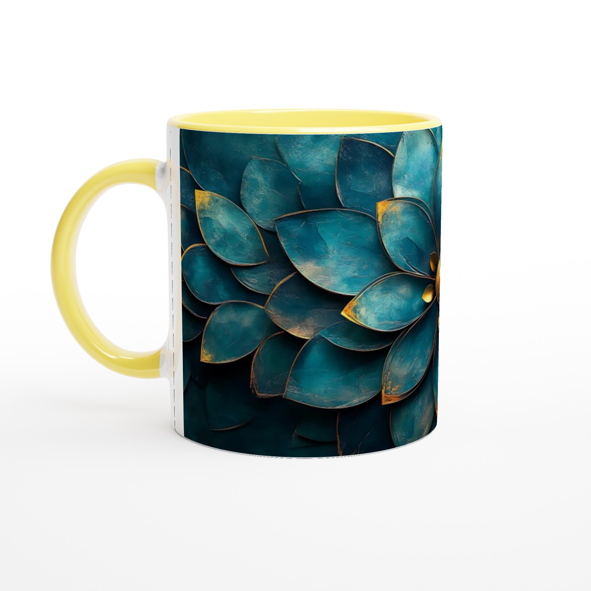 Lyxig Lotusmugg – Blågrön & Guld Keramisk Kaffemugg, 11oz – Välj din färg! 3 013b19a3-c58c-4ba8-b714-a5474e4611f5