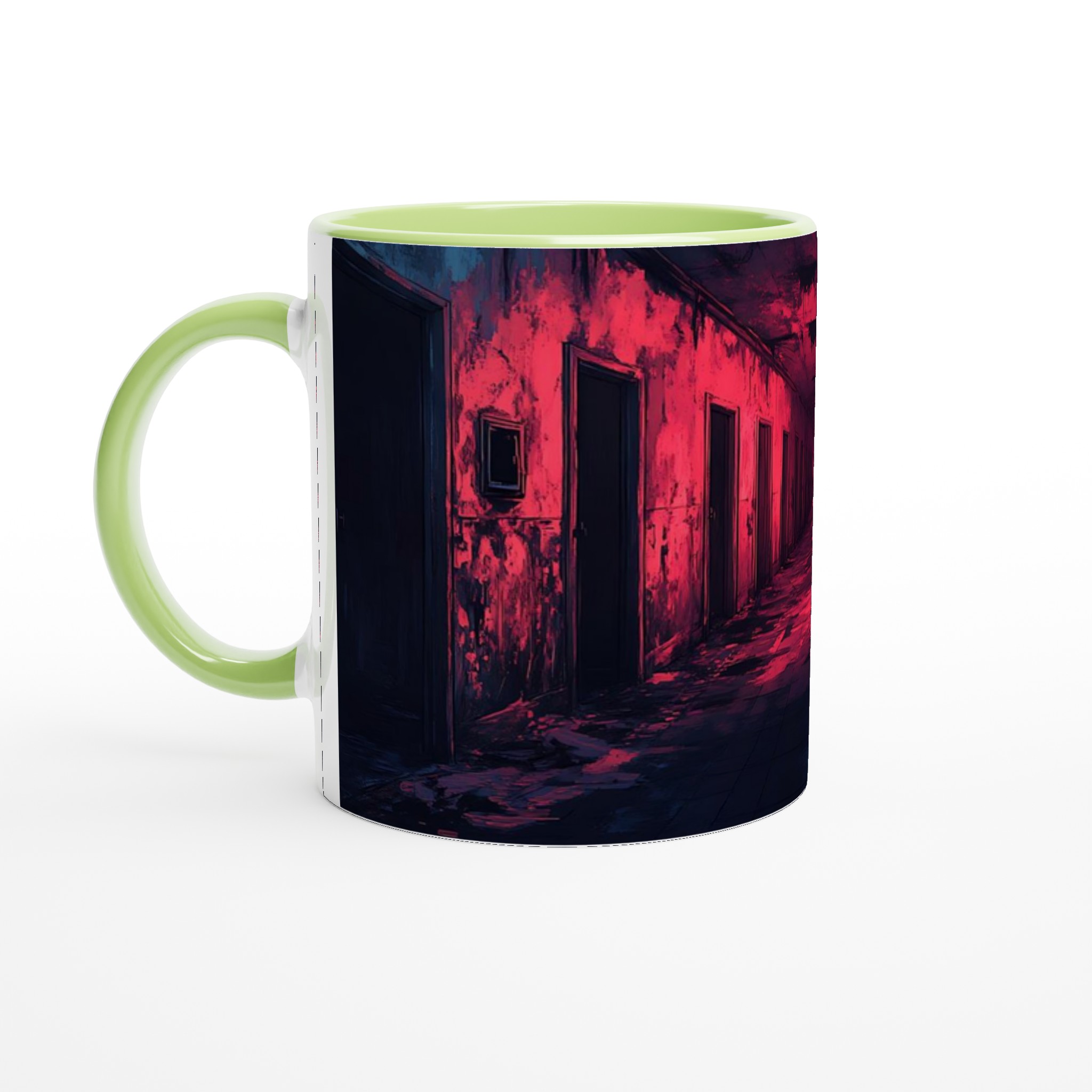 Spooky Hallway Mug – 11oz Keramisk Mugg med Surrealistisk Skräckkonst & Färgval 7 013d5432-f4fa-4468-92a7-ae0fae0b1474
