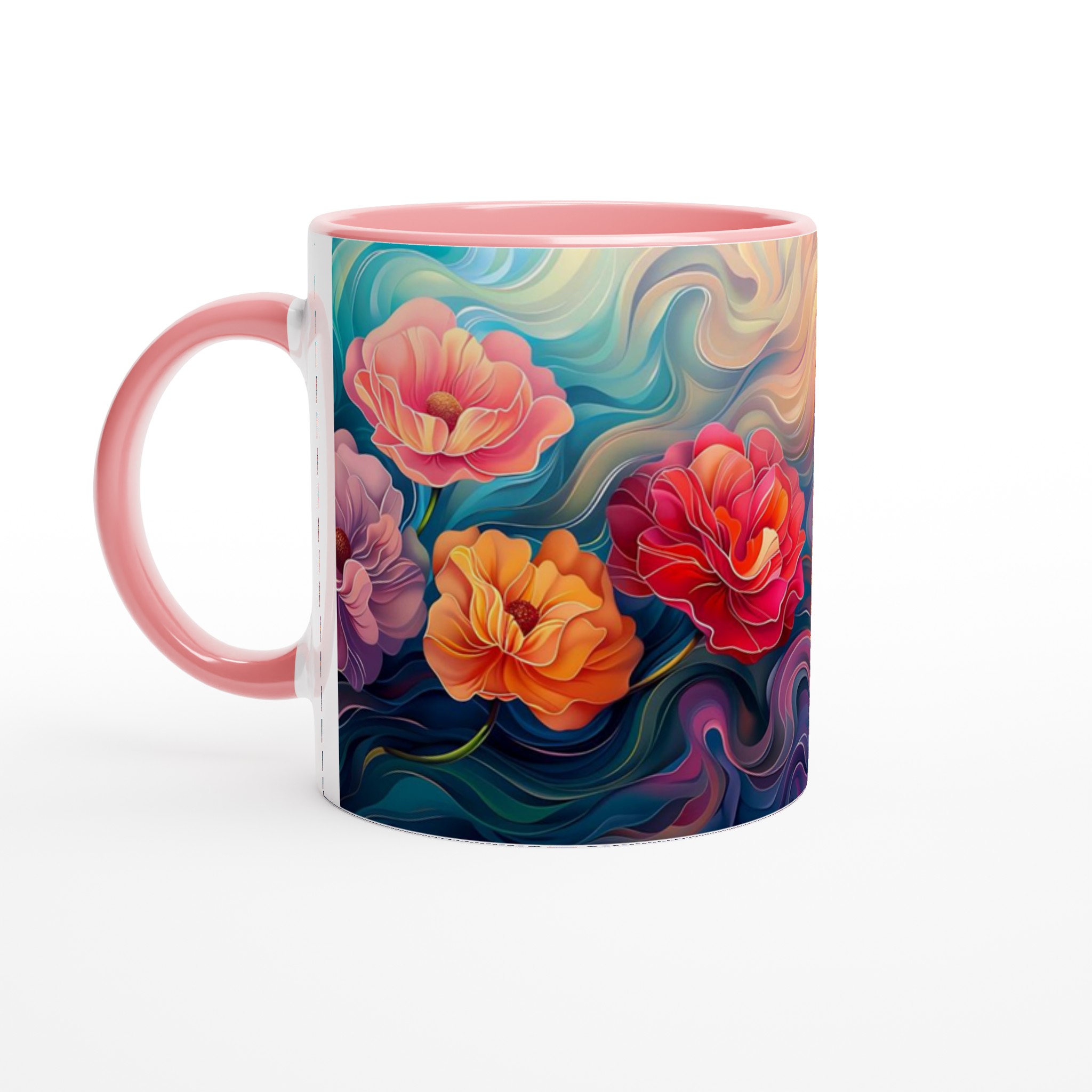 Abstrakt Blomster Keramikmugg – Konstnärlig Kaffestund i Valfri Färg, 11oz 6 015919e4-efa9-43d6-a241-b96f3b56e0e6