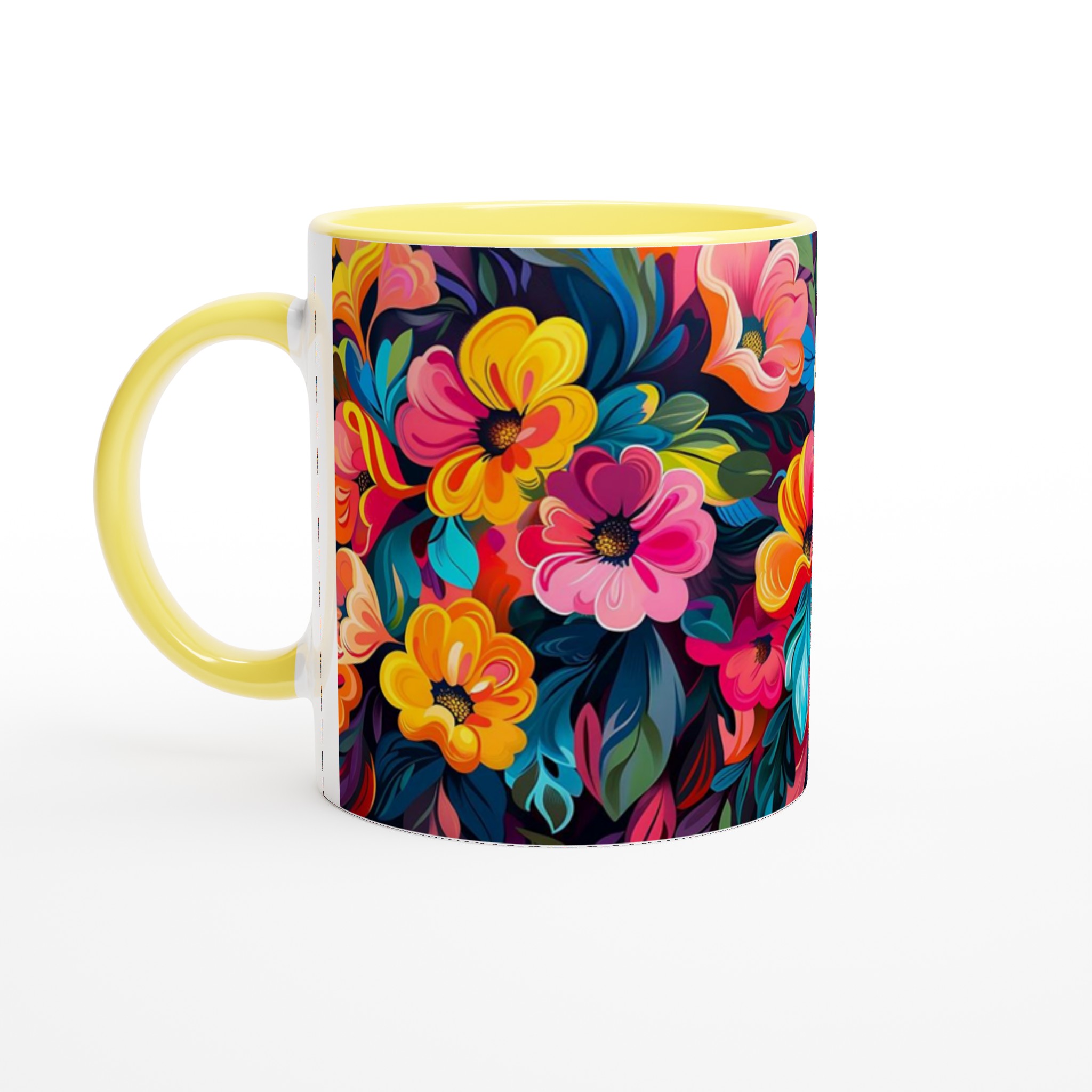 Färgsprakande Blomstermugg – 11 oz Keramikmugg i ditt Val av Sju Livfulla Färger 3 016685e1-3a31-41c1-9c5c-3ca864fc51e9