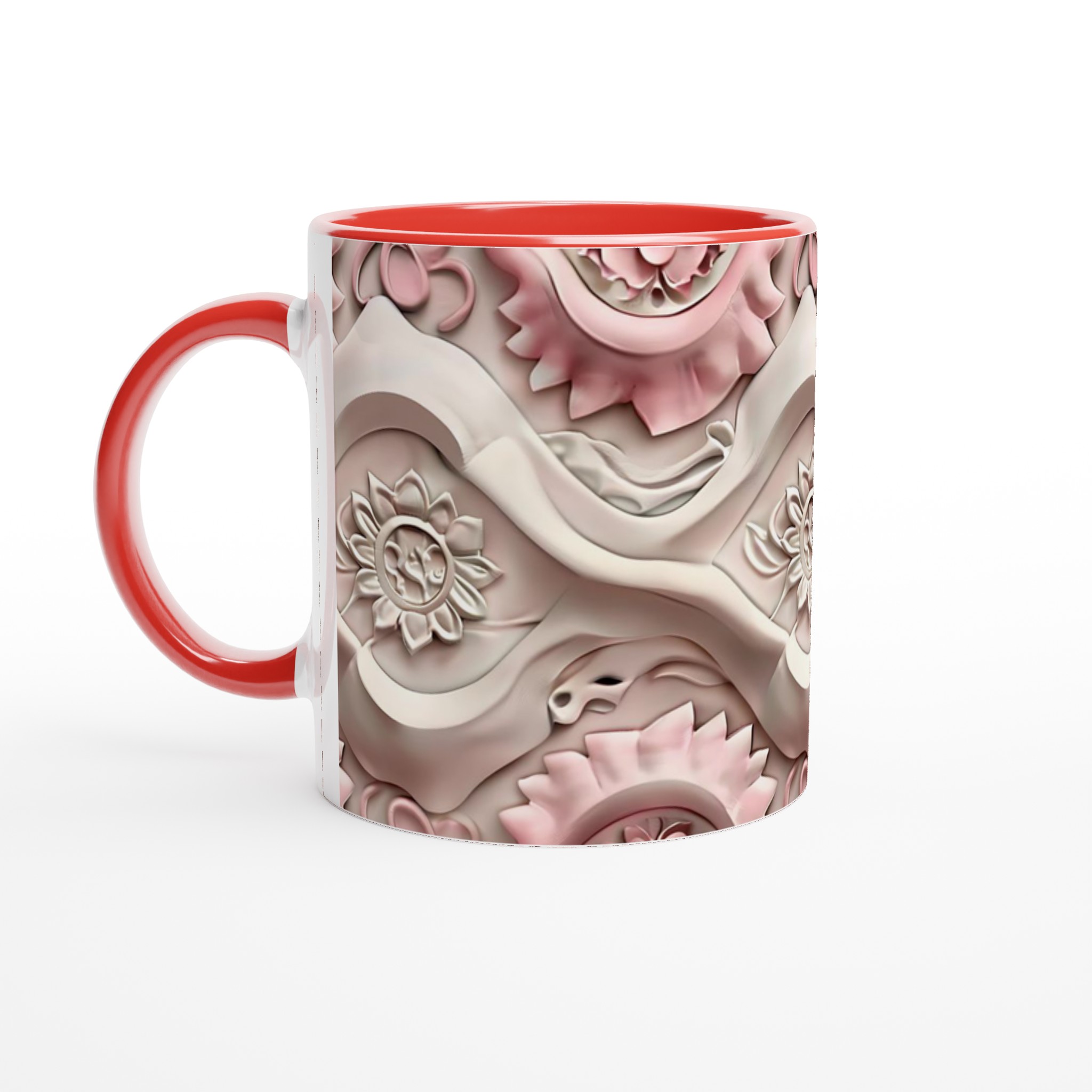 Elegant 11oz Keramisk Mugg – Delikat Reliefdesign i Rosa & Vitt, Välj bland 7 Förtrollande Färger 5 0189b668-5045-4997-91d6-15e3431356b2