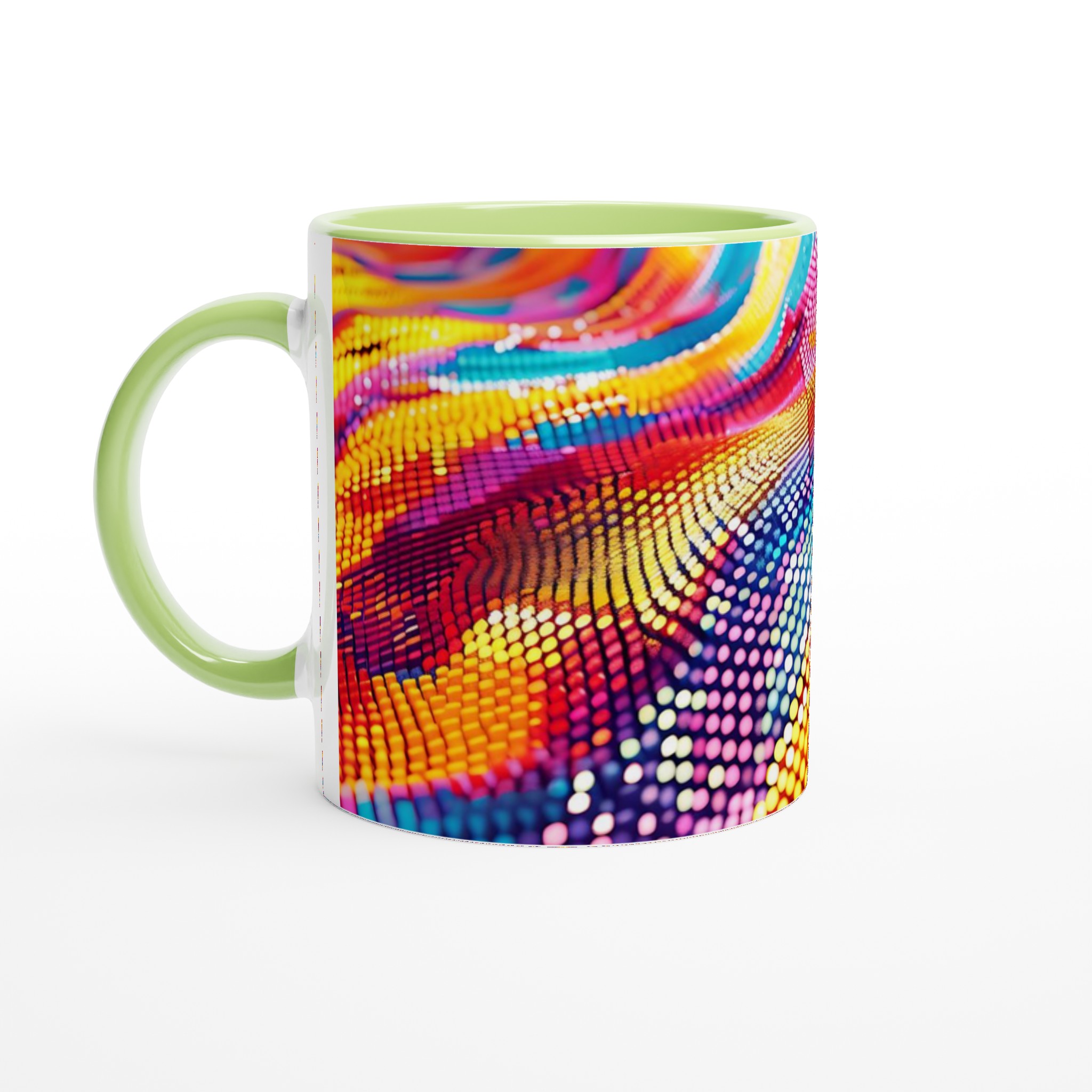 Vit 11oz keramisk mugg med färgstark abstrakt design i sju levande nyanser 8 0197a651-8a38-46ec-bfa1-bbf8478ca5c8