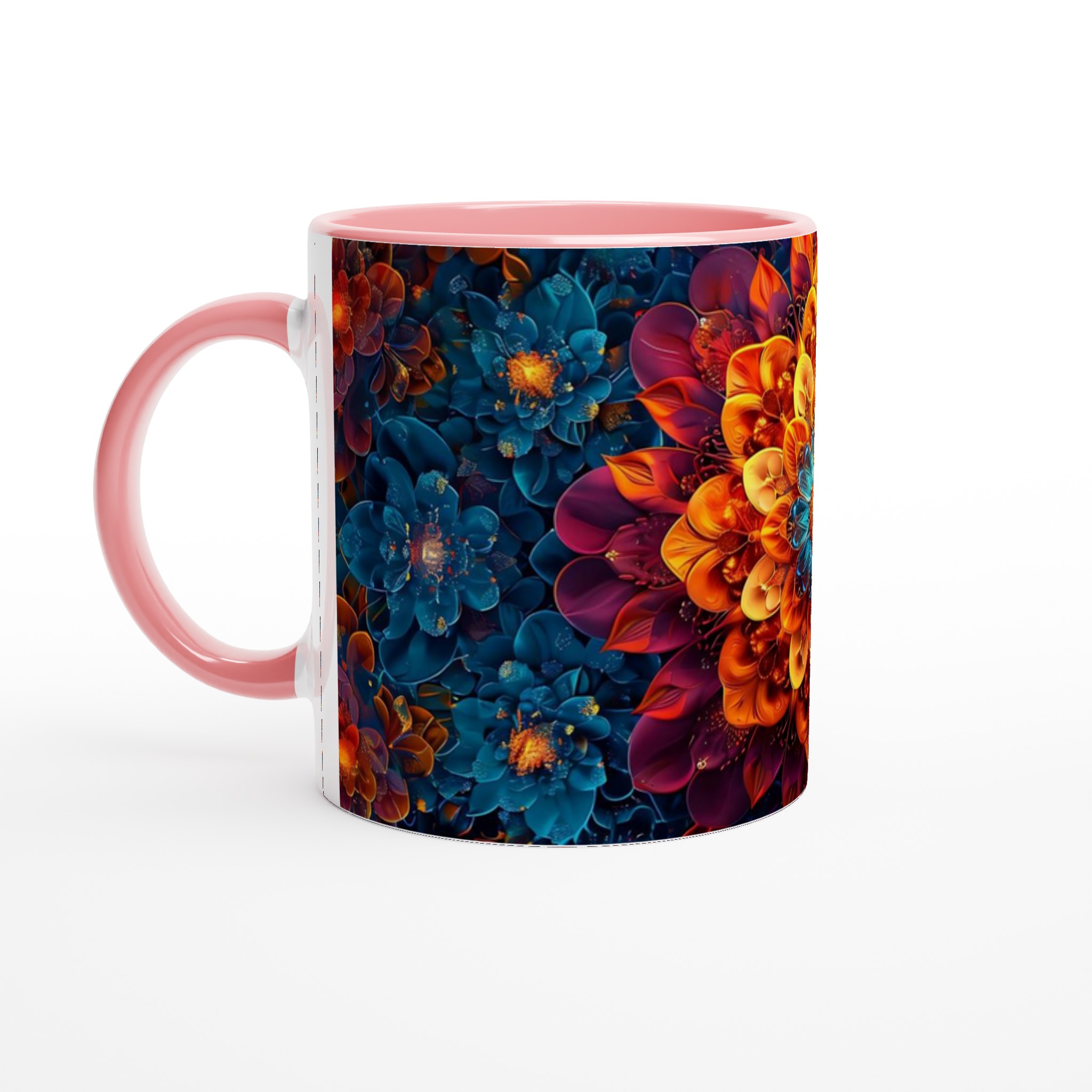 Abstrakt Mandala Konst Mugg – Levande Blomsterdesign i Teal, Guld & Lila, 11 oz Keramisk Kaffekopp 6 01b65093-3316-4f79-b035-9ff0c173ed42