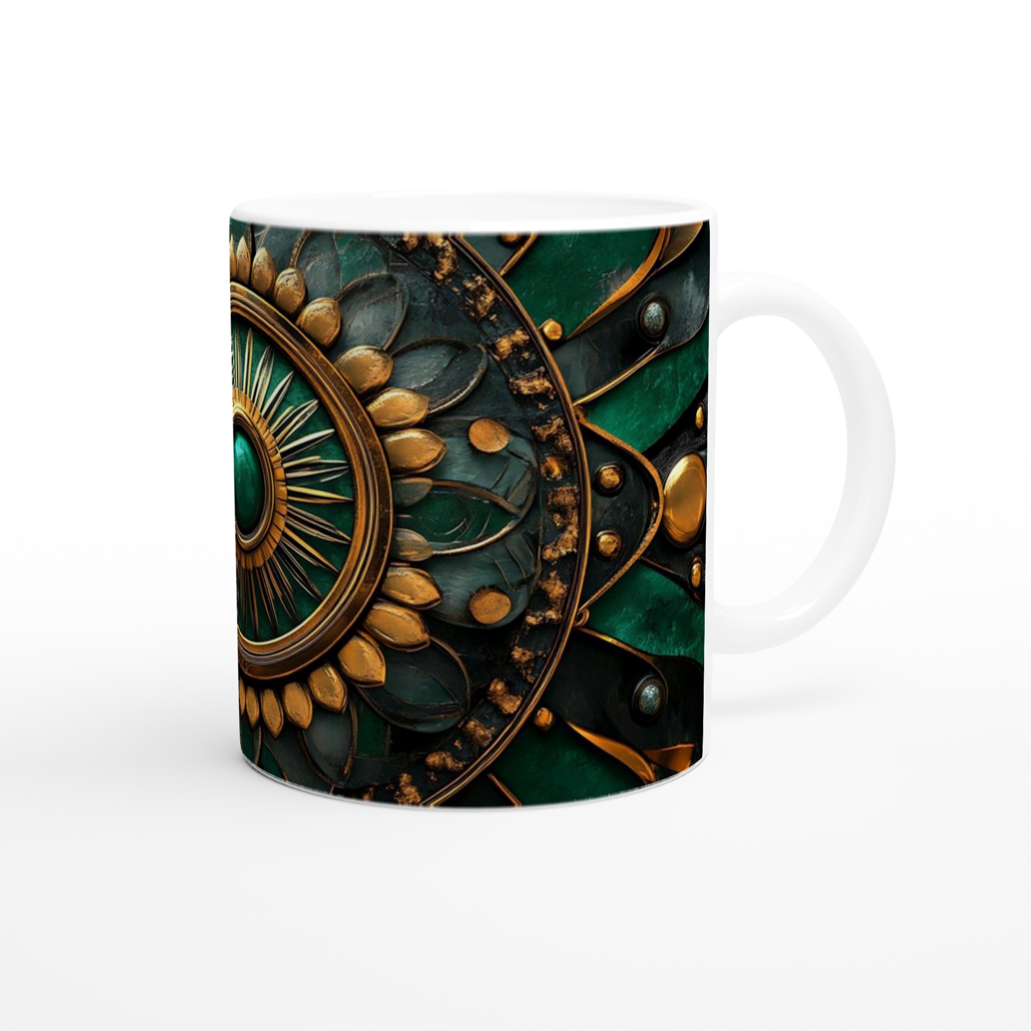 Mångfärgad 11oz Keramisk Mugg: Konstnärlig Design i Guld & Smyckesgrönt – Välj Din Favoritfärg! 9 01d3106e-0da0-4a8d-9eb0-3ed5b0c3b630