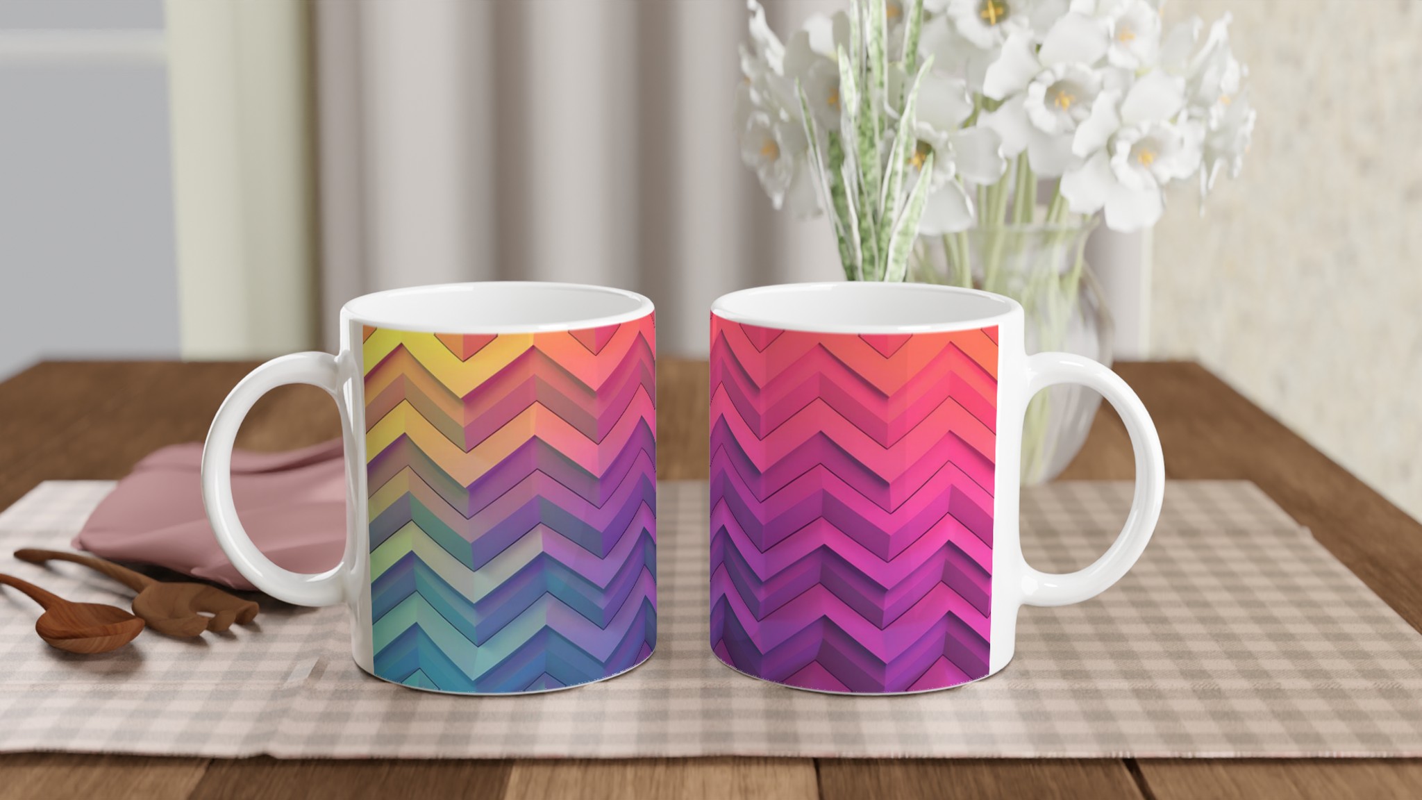 Chevron Rainbow Kaffemugg – Färgsprakande 11oz Keramikmugg för en pigg start på dagen 10 01db91d6-a697-4ccf-953e-b86e4be76ef7