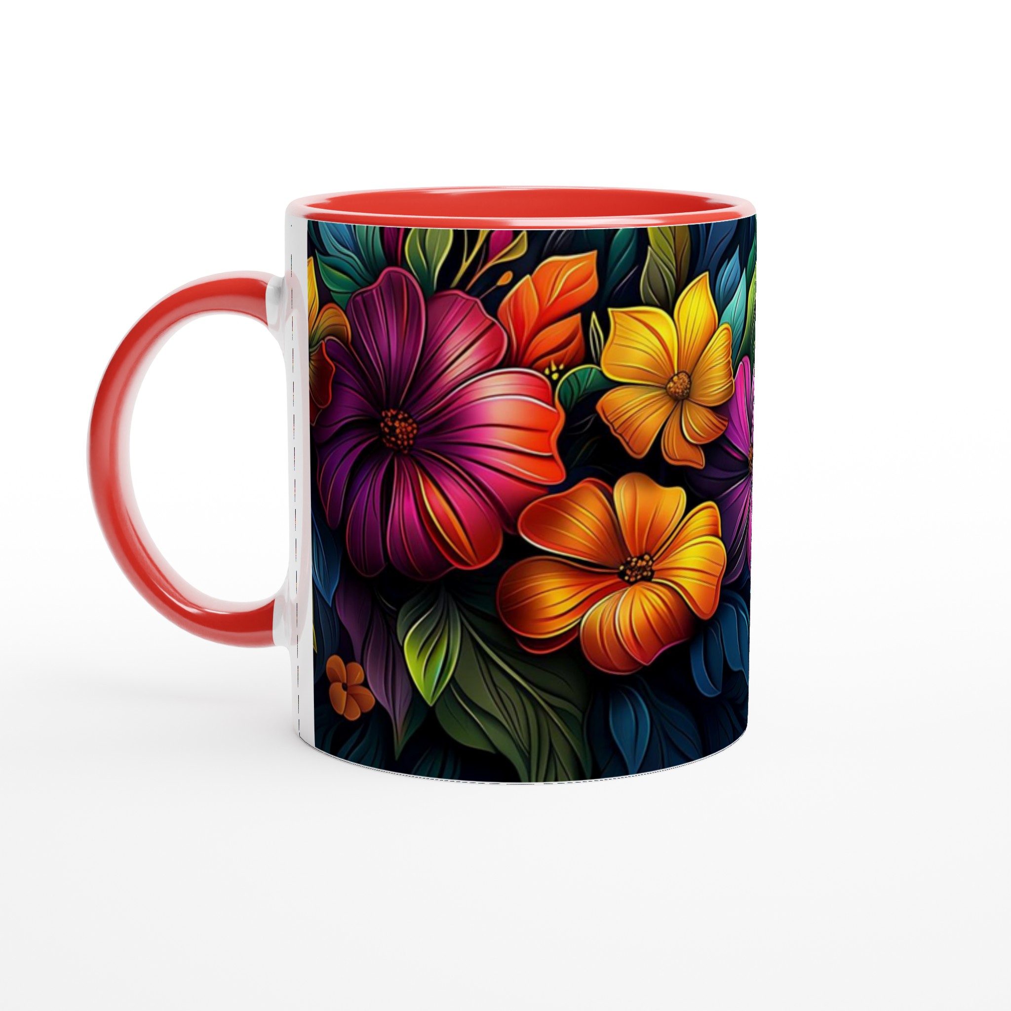 Tropisk Blomsterglädje 11oz Keramikmugg – Färgglada Sommarblommor i Ditt Val av 7 Livfulla Färger 5 01e42f7f-38ed-4e00-8e65-28dc0fa95dcc