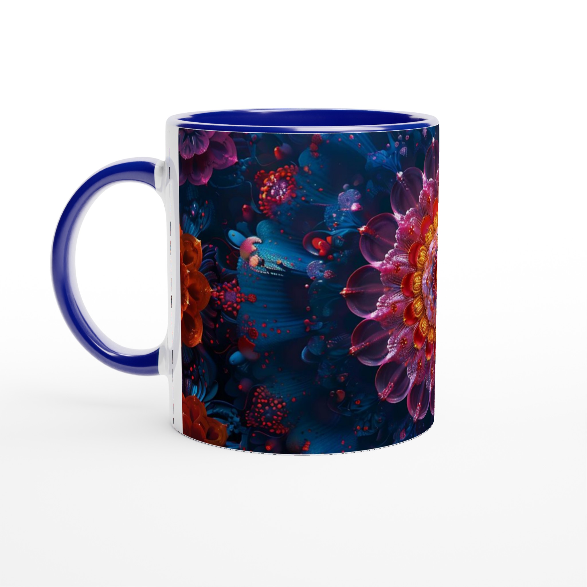 Kosmisk Blomstermugg – 11oz Keramisk Mugg med Hypnotisk Floral Design i Valfri Färg 2 0211fa3b-f496-4afb-9f26-1f948ff99735