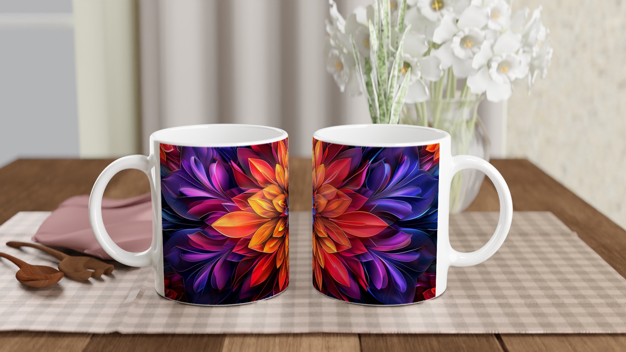 Abstrakt Mandala Keramikmugg - 11oz, Levande Färger & Designval 10 021548ce-b2b4-4b85-8e83-adc32a8eac56
