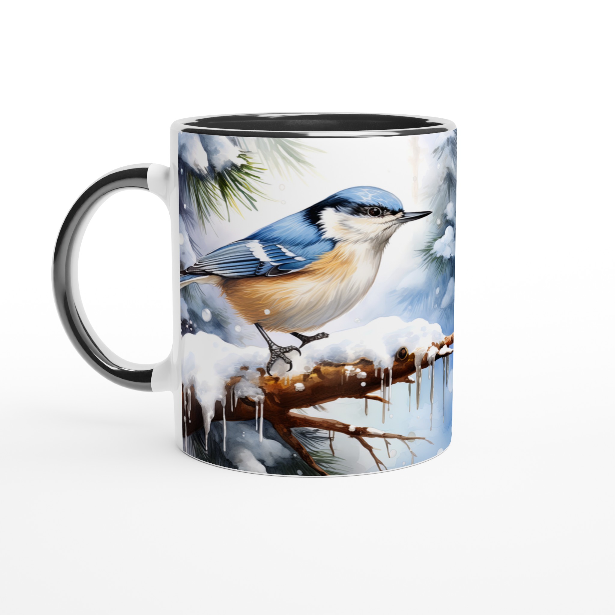 Vit 11oz keramisk mugg med vintrig fågelskönhet i flera färgalternativ 4 0224f399-0eee-4bb6-b4b7-1b89bd61d507