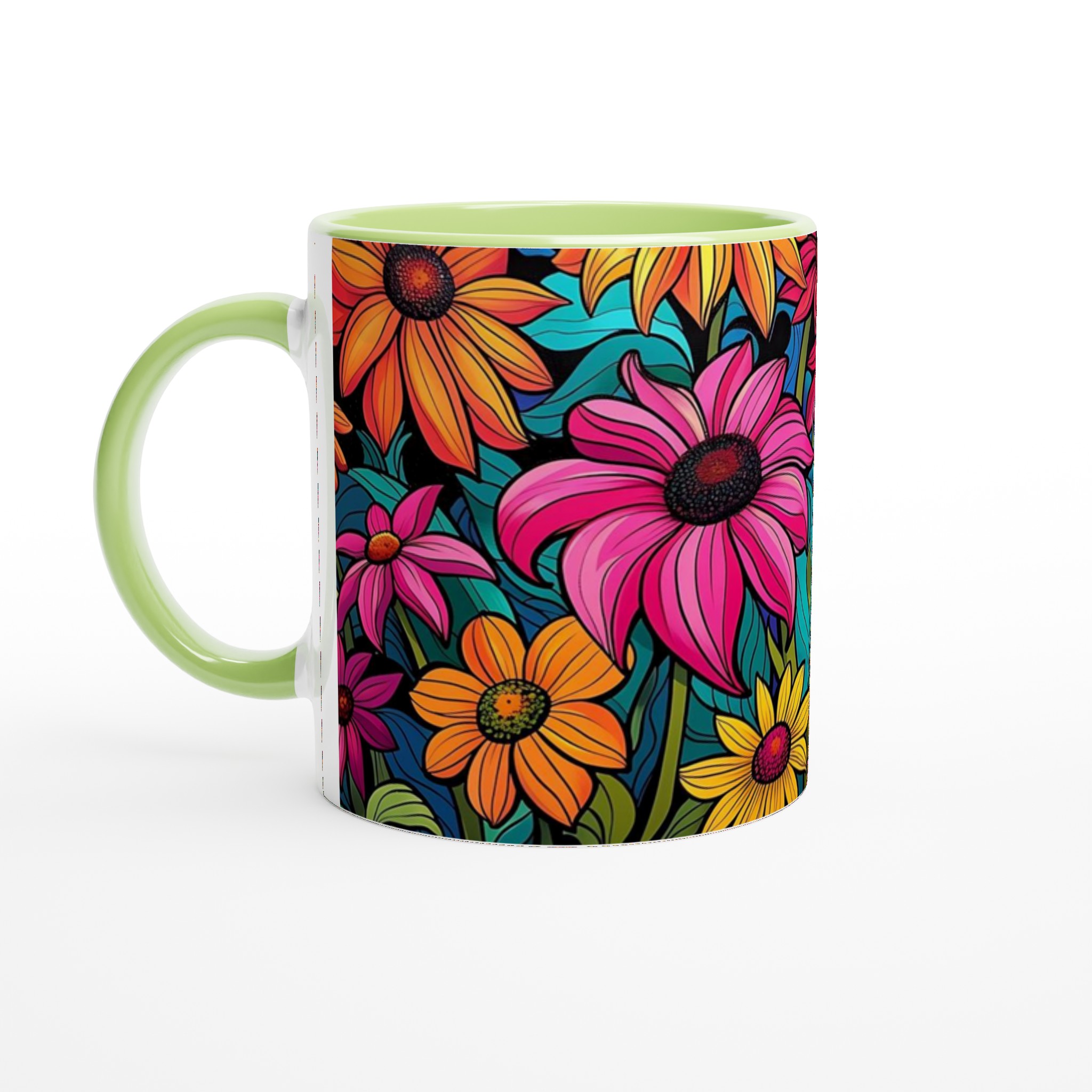 Färgexplosion: Konstnärlig Blommig Keramikmugg – 11 oz i ditt val av 7 livfulla färger! 7 0225276f-38f4-4656-b73a-d060f0c60e79