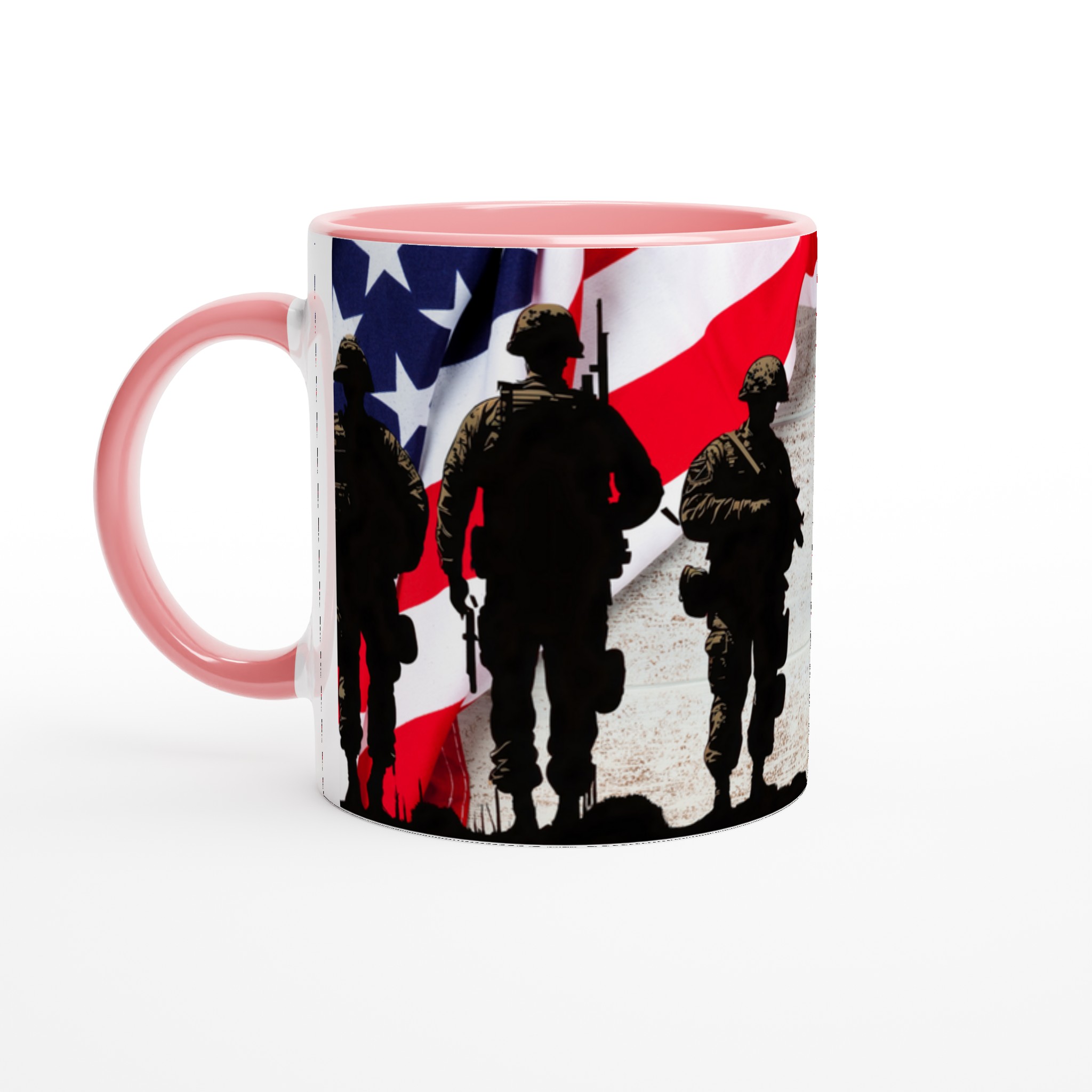 Vit 11oz keramisk mugg med patriotiskt soldatmotiv – välj bland sju färgstarka keramiska nyanser 6 0235556b-4453-4387-bc80-5b10c9811373