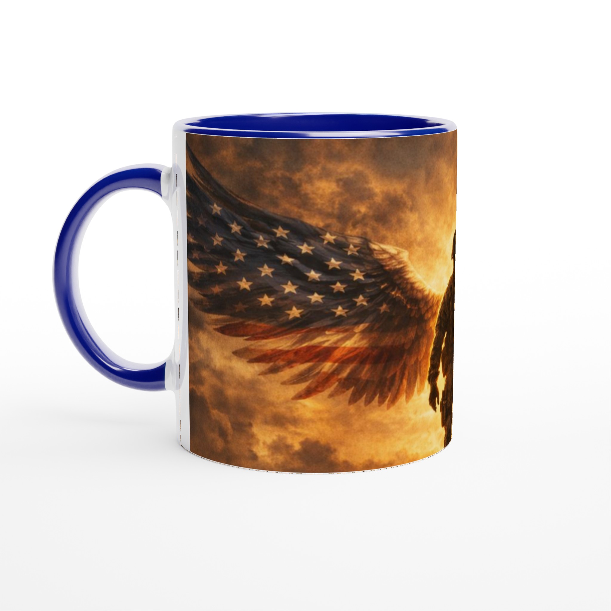 Vit 11oz keramisk mugg med patriotiskt ängelmotiv – välj din favoritfärg för kraftfull stilstilståndning 2 02521e05-094a-47ad-82eb-a8b17c409b26