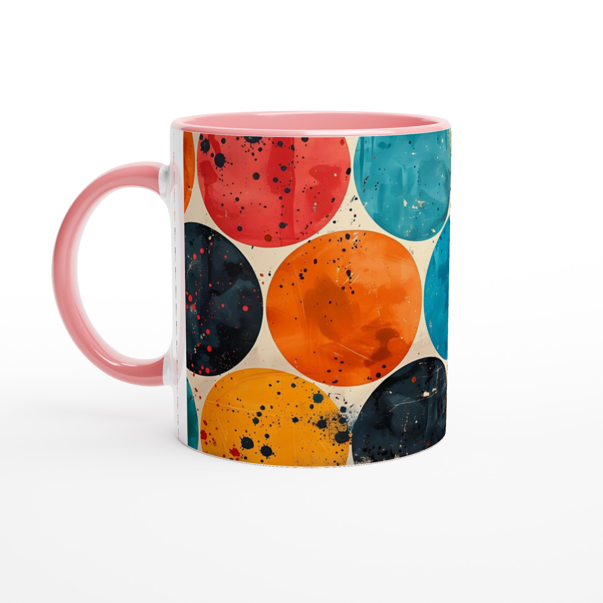 Retro Abstrakt 11oz Keramisk Mugg – Konstfulla Cirklar i Livfulla Färger 6 025b252f-b3f7-460c-bb40-f7215e59766e