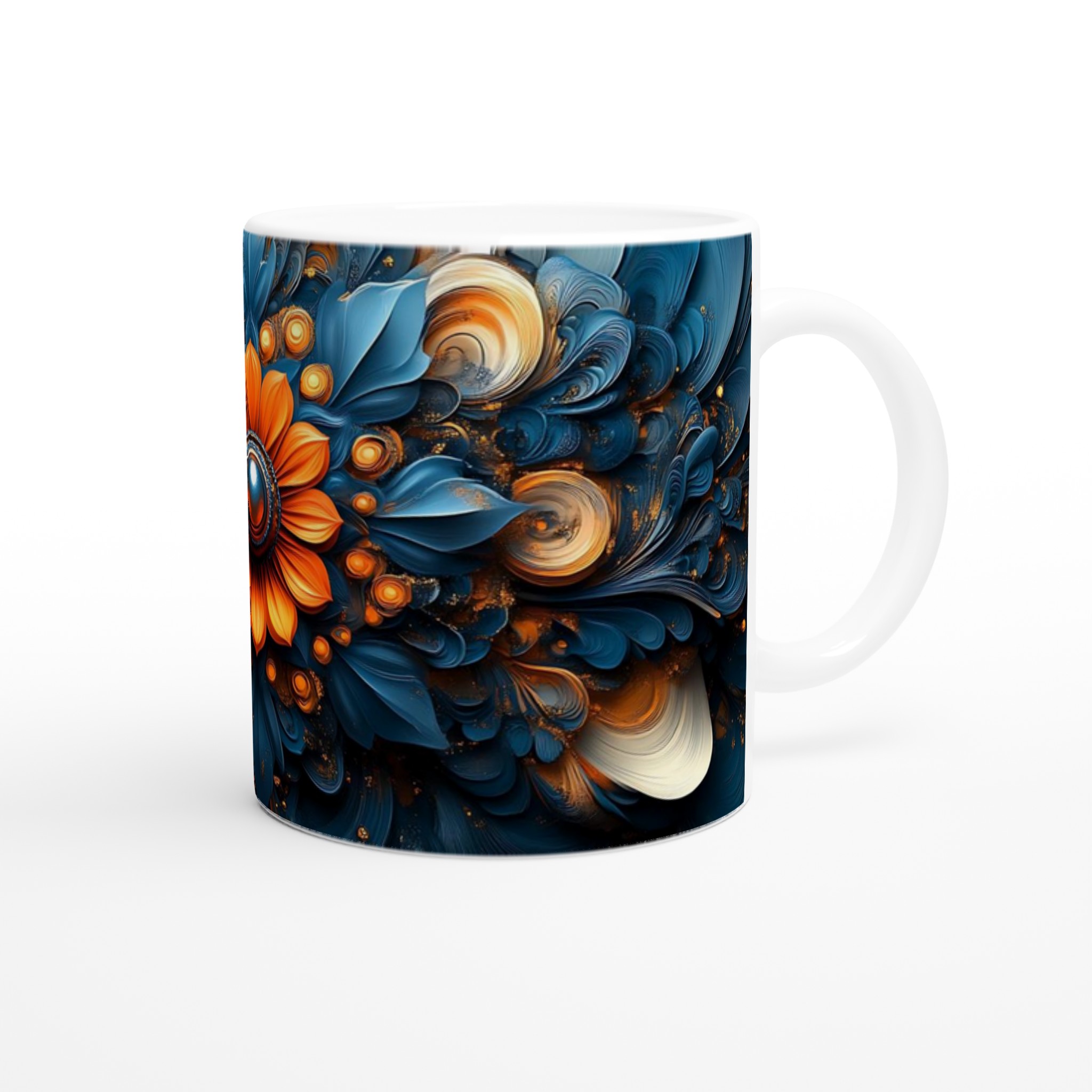 Abstrakt Blommig 11oz Keramisk Mugg – Konstnärlig Design i Blått & Orange, Välj Din Favoritfärg! 9 025bbe09-b949-46ea-afe6-d3d489f99fef