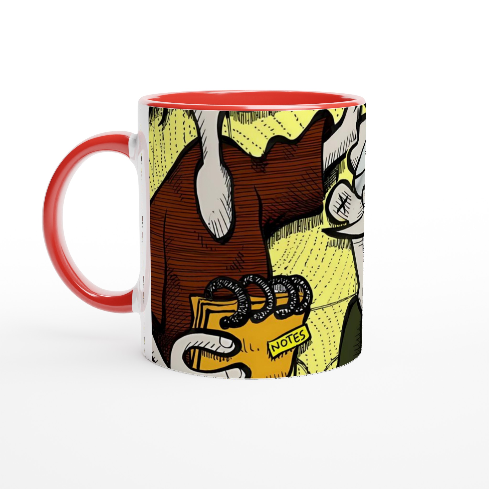 Vit 11oz keramisk mugg med lekfullt tecknat motiv – välj bland flera färgstarka keramiska nyanser 5 026eaae0-44f8-4c74-801e-a8bfb16d5617