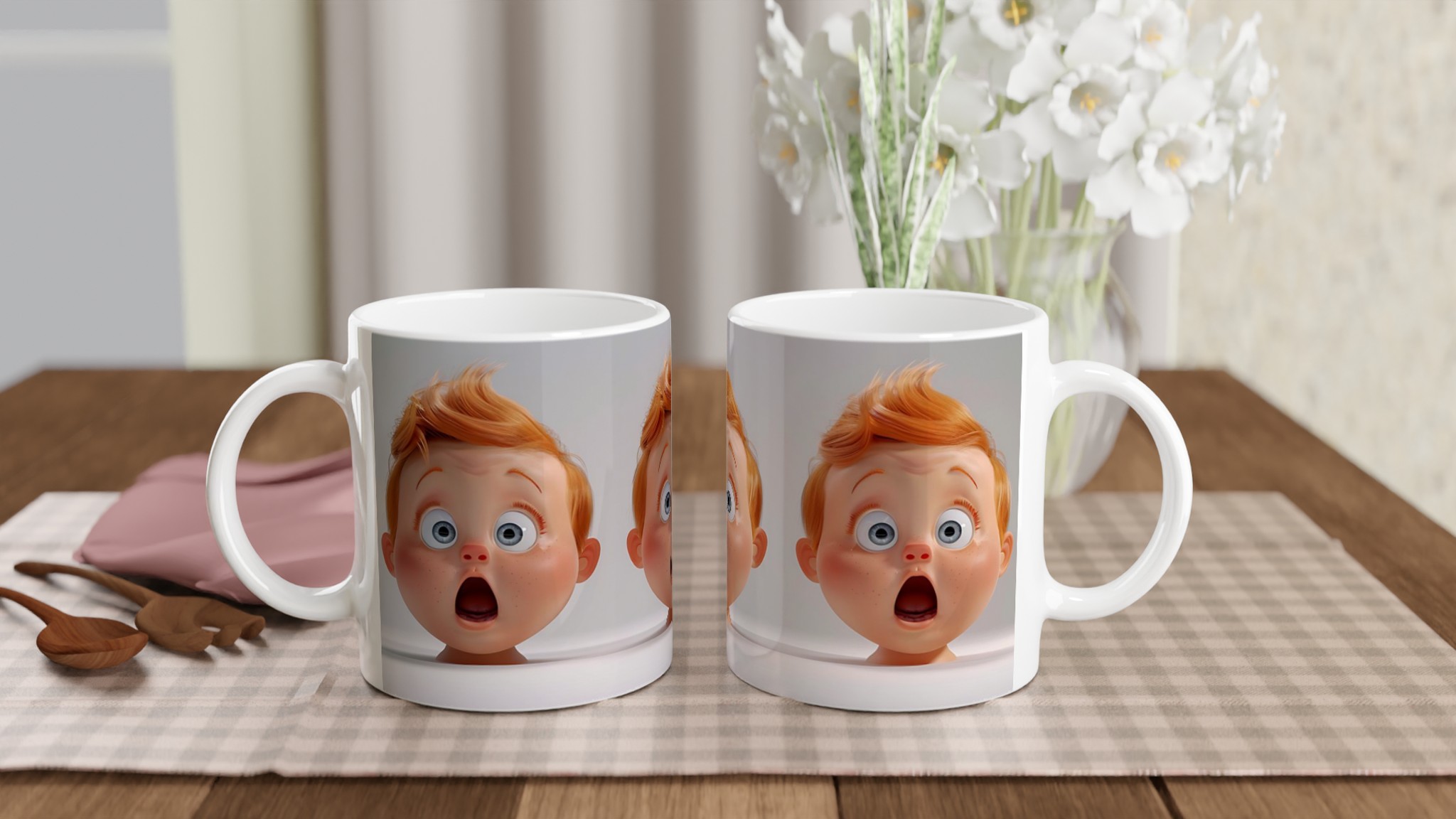 Förvånad Rödlockig Barnmugg – 11oz Keramikmugg i ditt val av 7 livfulla färger! 10 0270fad5-37b2-408a-a7ec-d776305e22de
