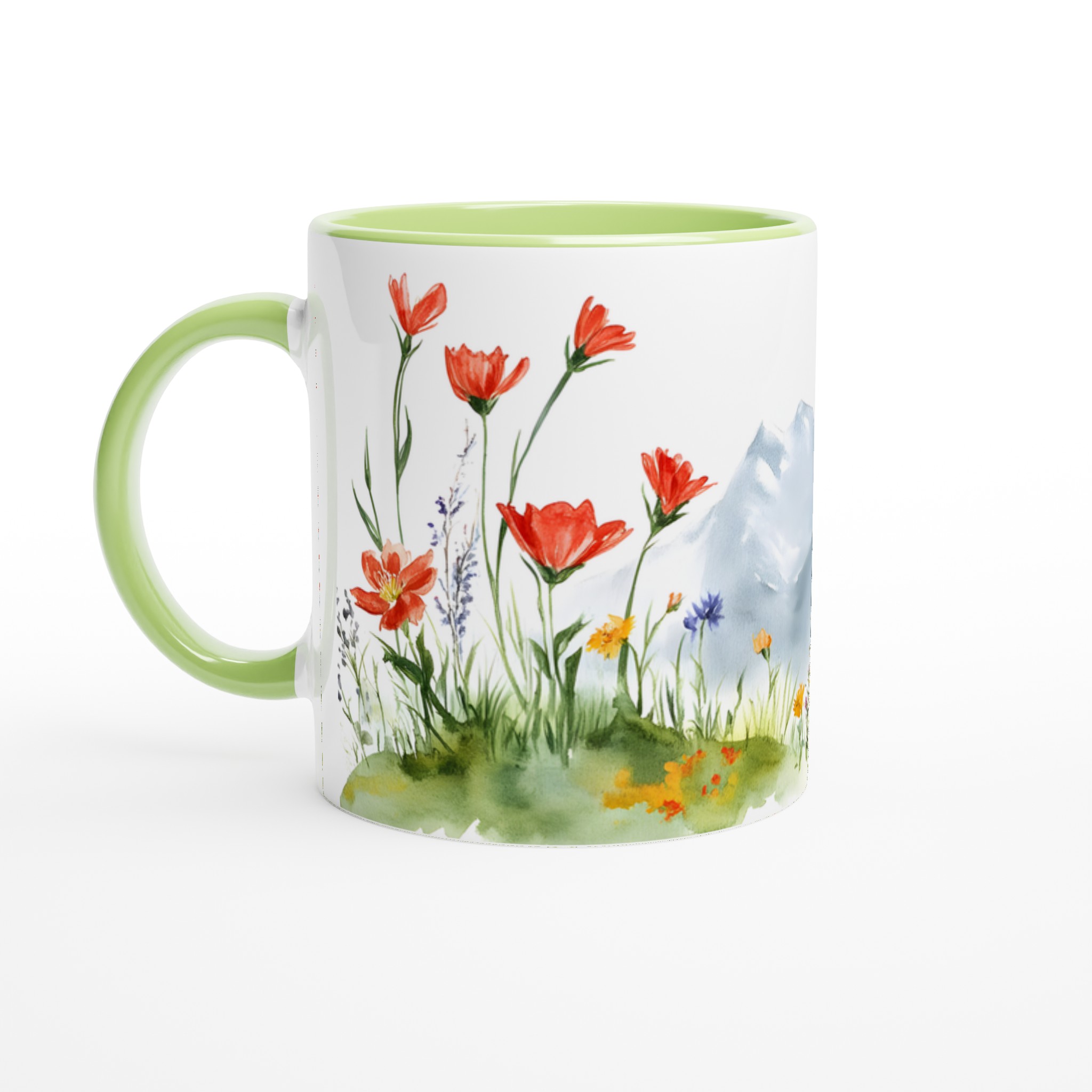 Akvarellblommor & Berg 11oz Keramisk Mugg – Konstnärlig Design för Din Favoritdryck 7 027281bd-3c27-444d-b151-666284e92094