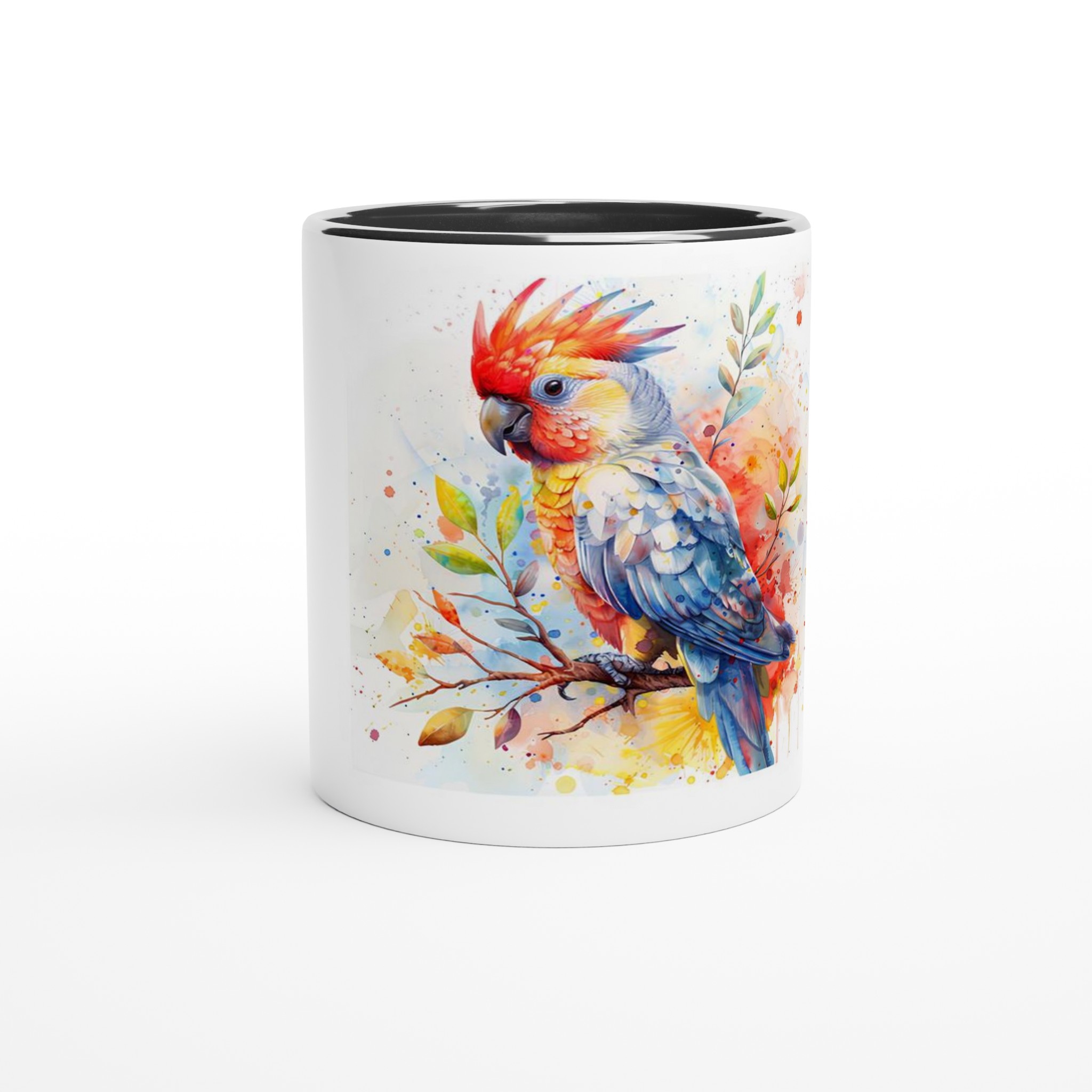 Tropisk Akvarell Papegoja Keramisk Mugg - Livfull 11oz kaffekopp med färgad insida i ditt val av sex djärva nyanser 6 027ad32b-9a1f-4132-b5bc-c0650185f537