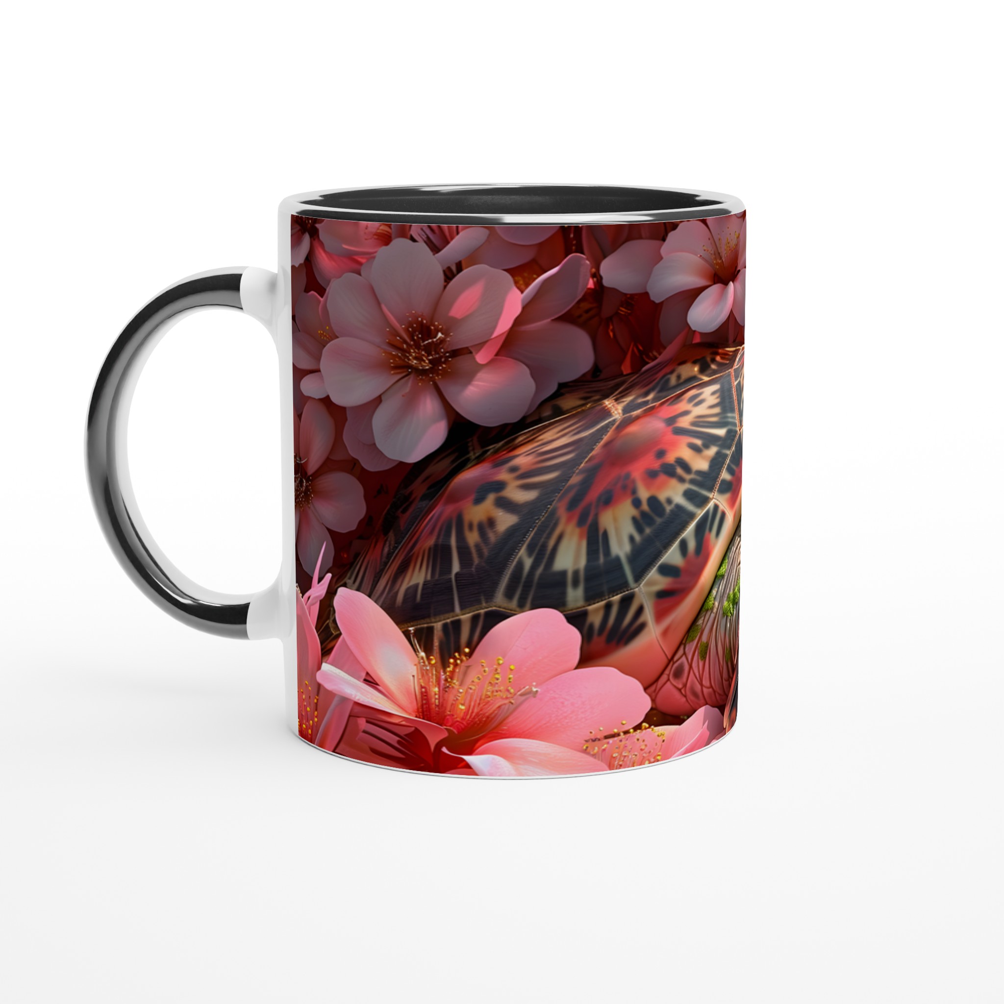 Förlora dig i våren: Sjösköldpadda bland körsbärsblommor - Vit 11oz keramisk mugg 4 0289c168-7335-451e-91ee-4625deb7ddb5