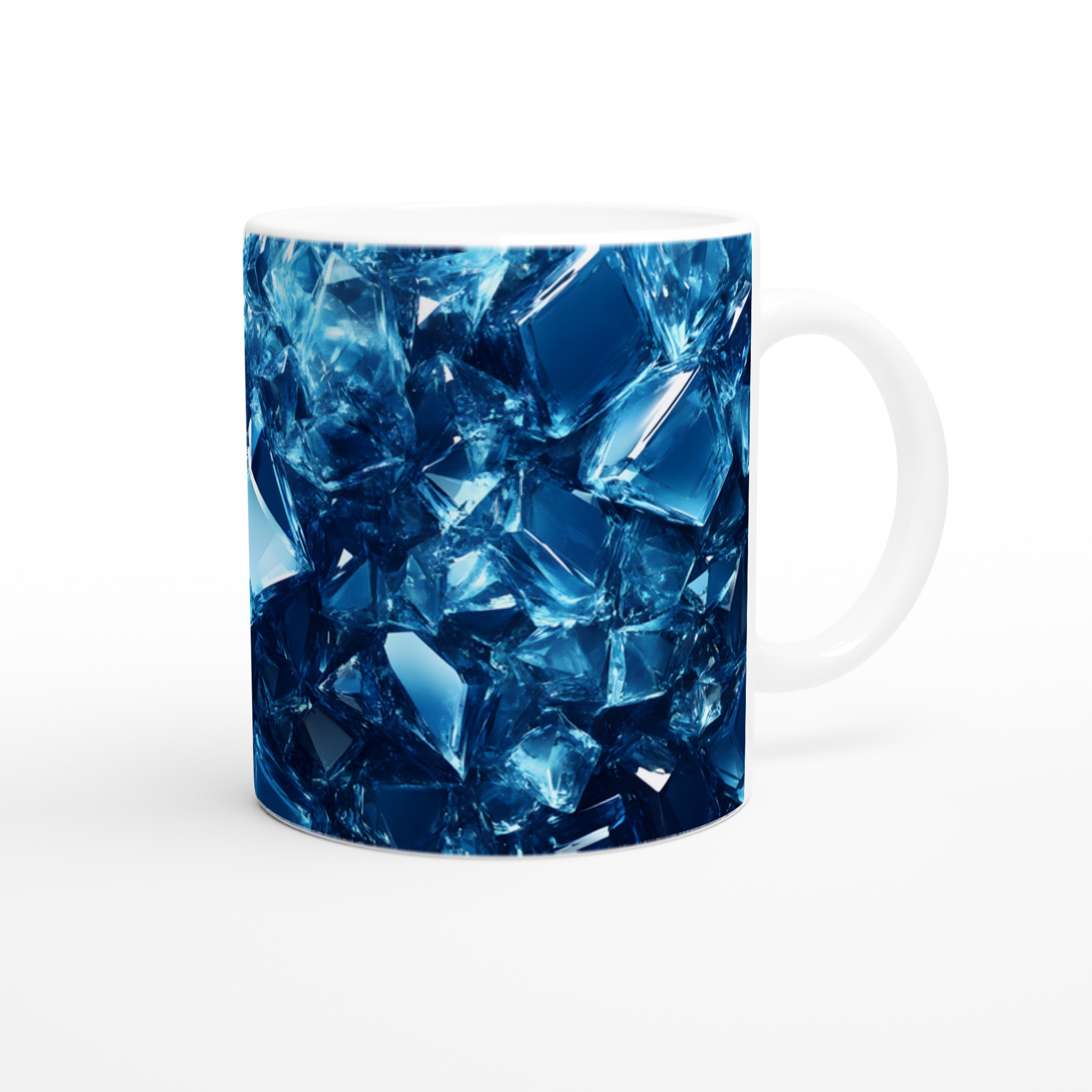 Glänsande Blå Iskristaller Keramisk Mugg – 11 oz Vit Mugg för En Kylig Dryckesupplevelse 9 03053177-9216-44d7-985c-e257d2e6096a