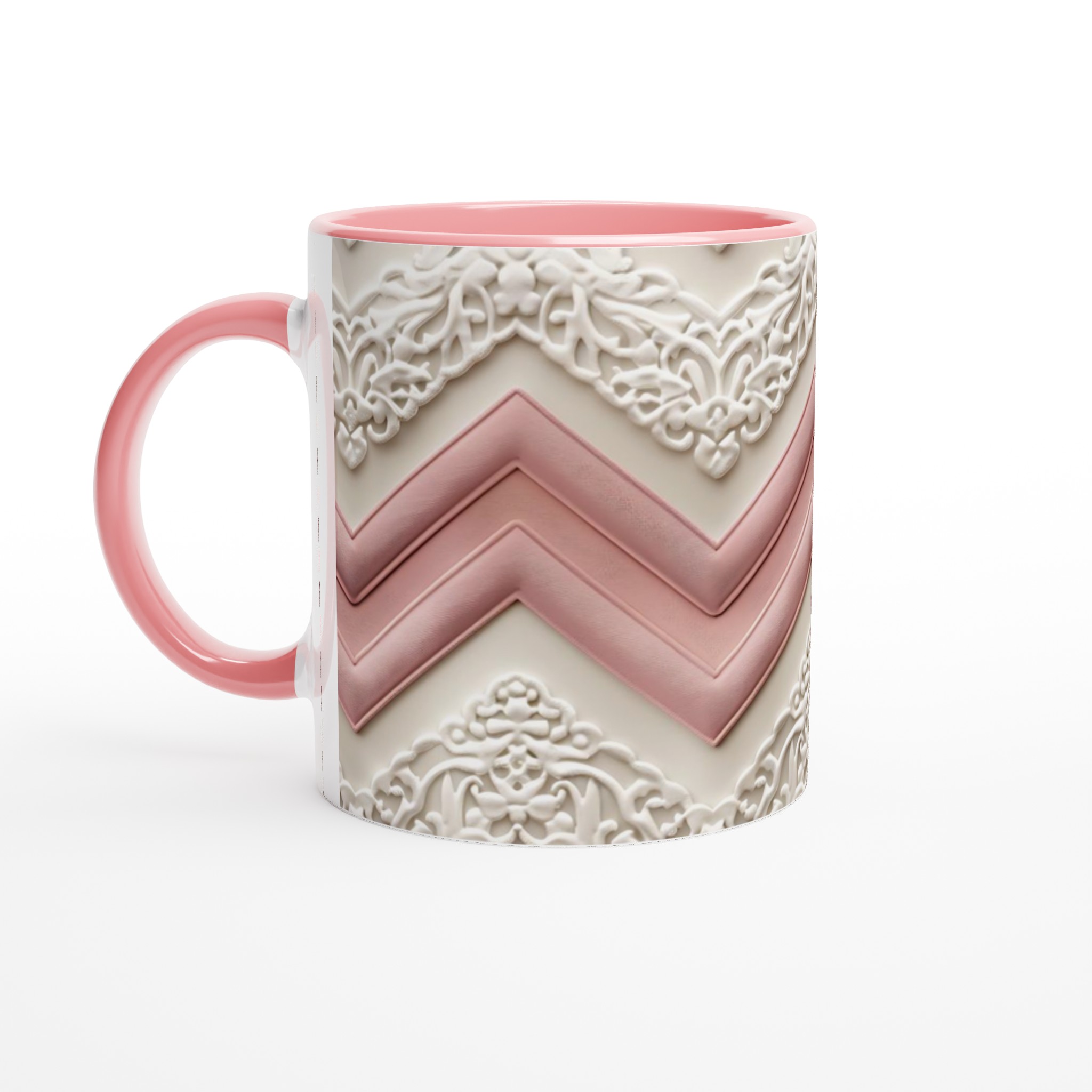 Elegant Vågmönstrad Keramikmugg – Pastellrosa & Vita Detaljer, 11oz – Välj bland 7 Färger! 7 030eb384-547f-443a-930e-d2285eaa4698