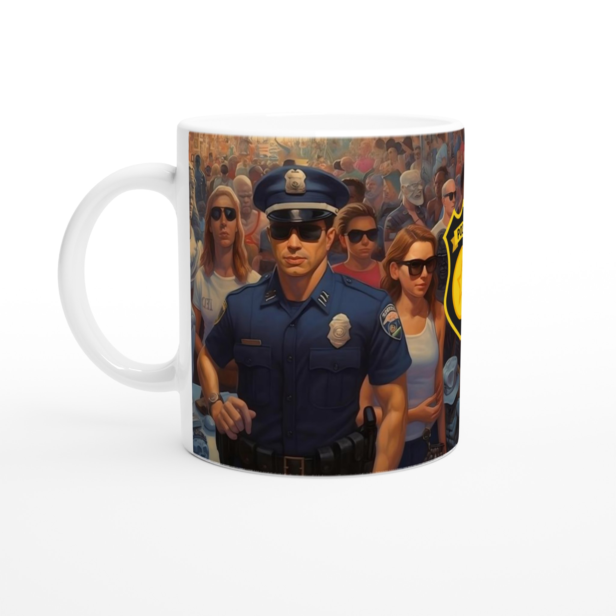 Vit 11oz keramisk mugg med djärvt polismotiv – välj mellan 7 färgstarka keramiska nyanser 1 030ed22e-f24c-421e-9472-8970752b10fa
