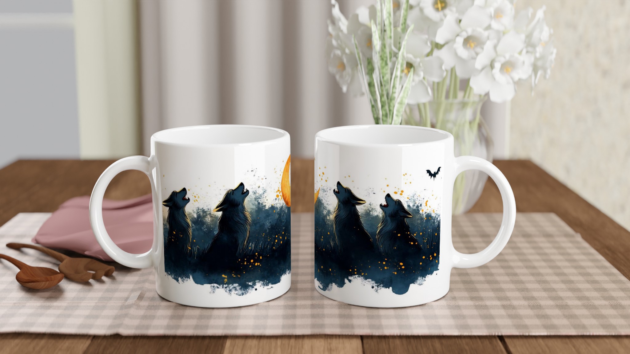 Månhylande Vargar Keramisk Mugg - Mystisk Skymningsdesign i 7 Färger 10 034a197d-4307-4274-9f06-92b85d96f41a